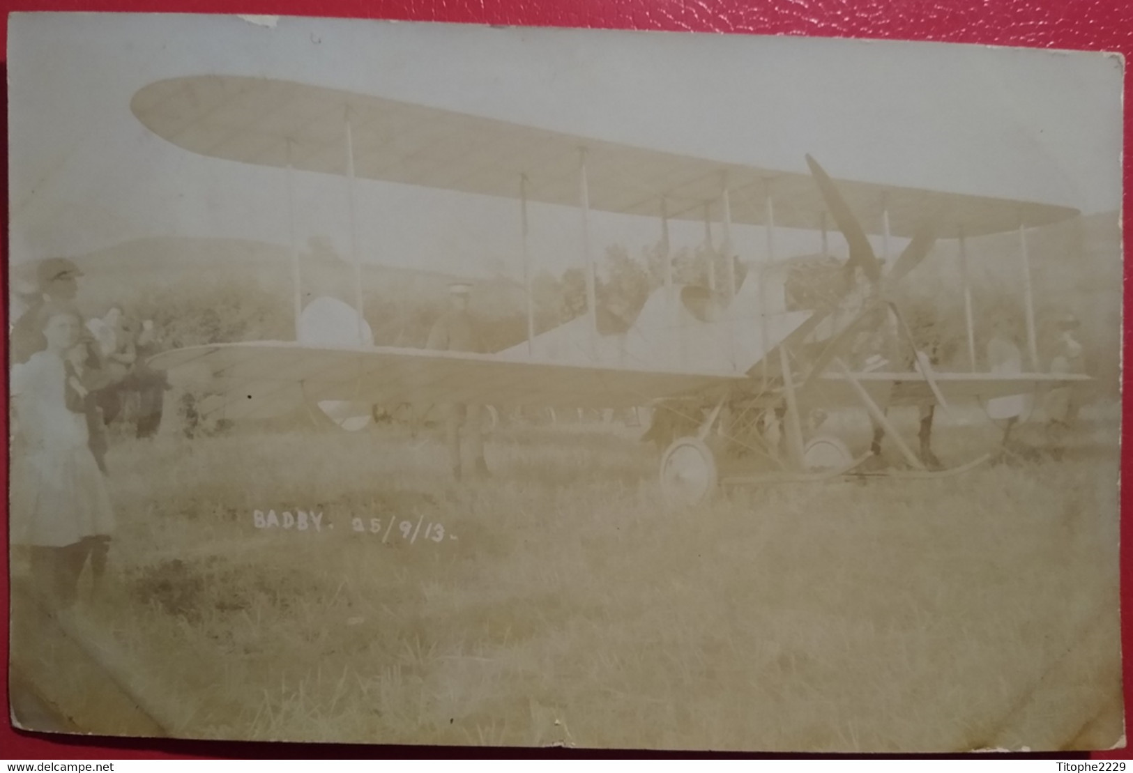 BADBY - Carte Photo D'un Avion Biplan De Reconnaissance R.A.F. B.E.2b  (Arbury Hill ? En Arrière Plan) Le 25/09/1913 - Northamptonshire