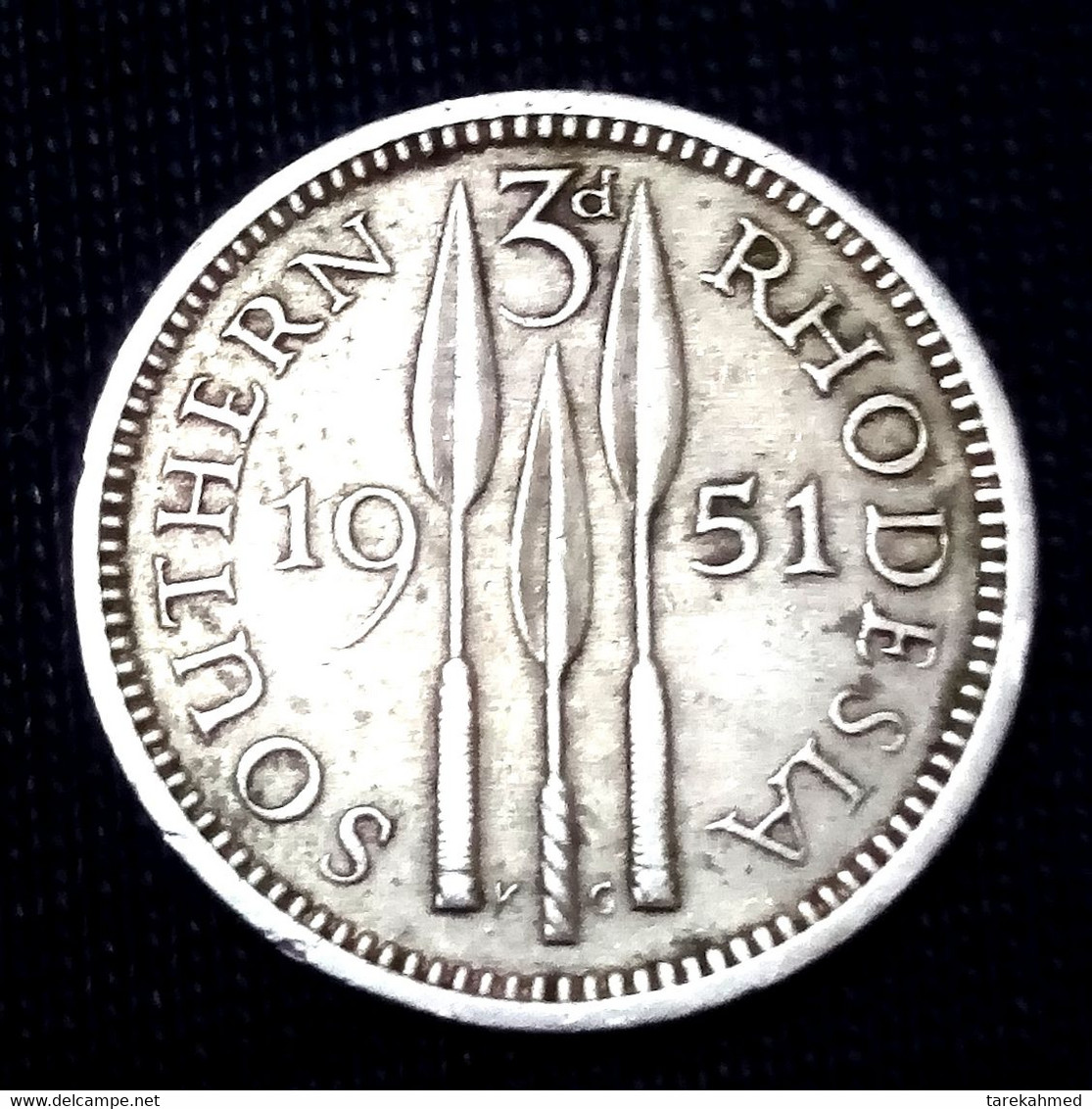 Southern Rhodesia . 3 Pence , 1951 , Km 20 , Agomeza - Rhodesien