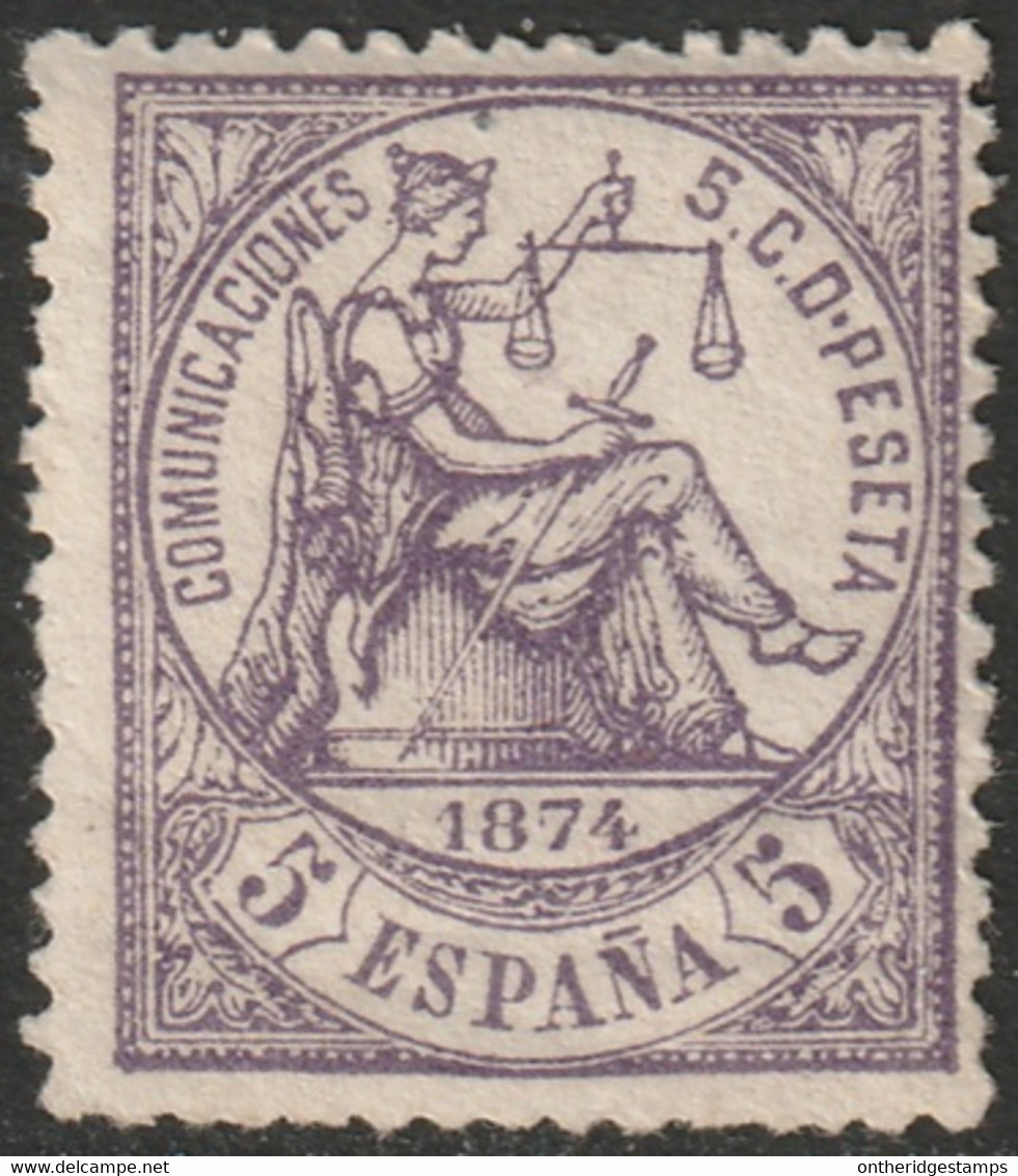 Spain 1874 Sc 202 Espana Ed 144 MH* Crease - Unused Stamps