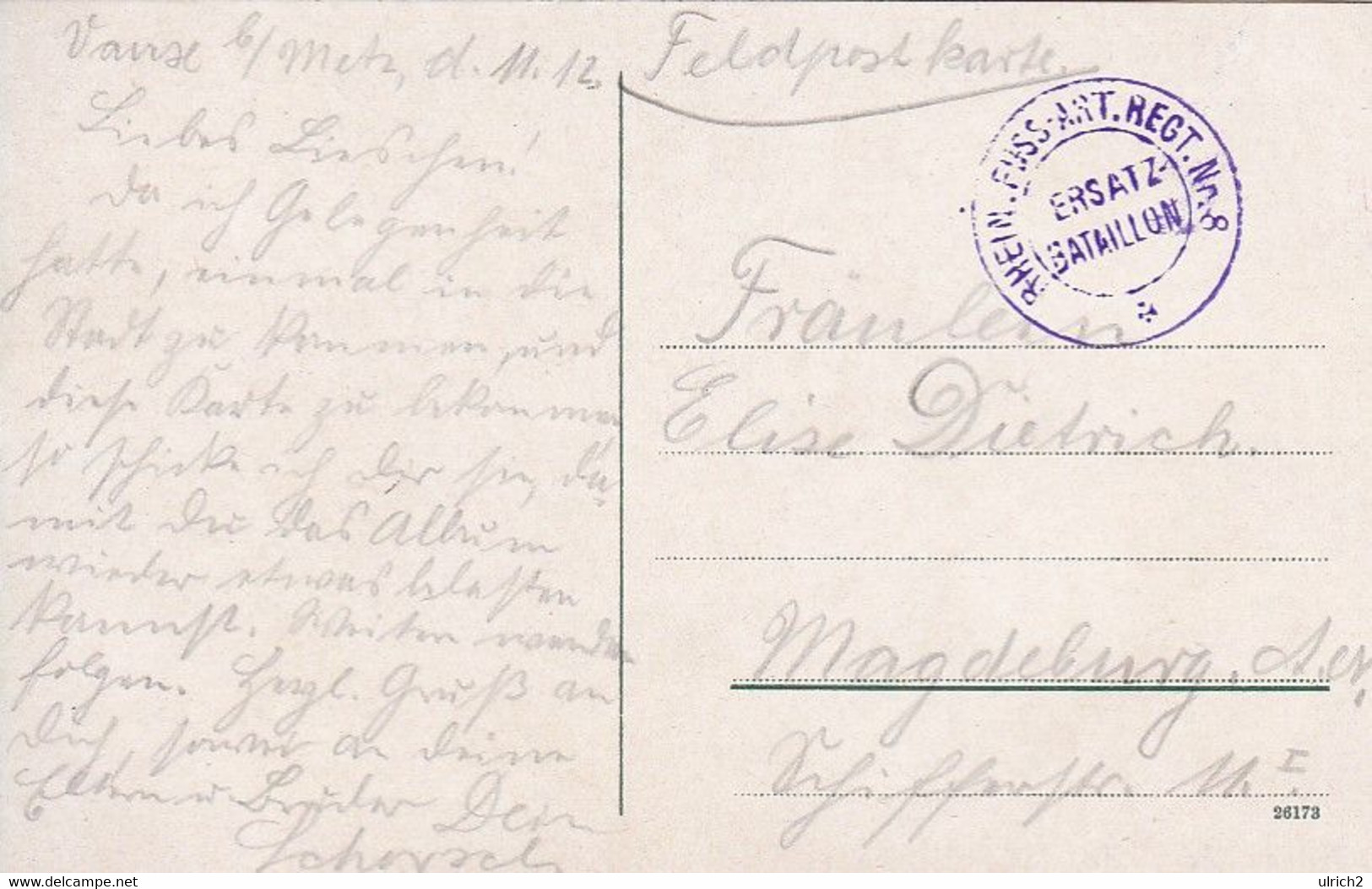 AK Metz - Cathedrale - Feldpost Rhein. Fuss-Art. Regt. No. 8 - 1. WK (62495) - Lothringen