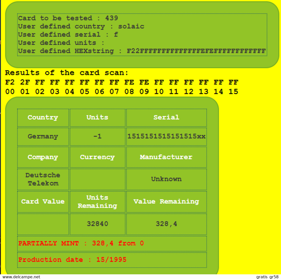 Germany - Solaic Test Card Body, Chip  Solaic SO7A, Loaded For Germany, As Scan - [5] Errors