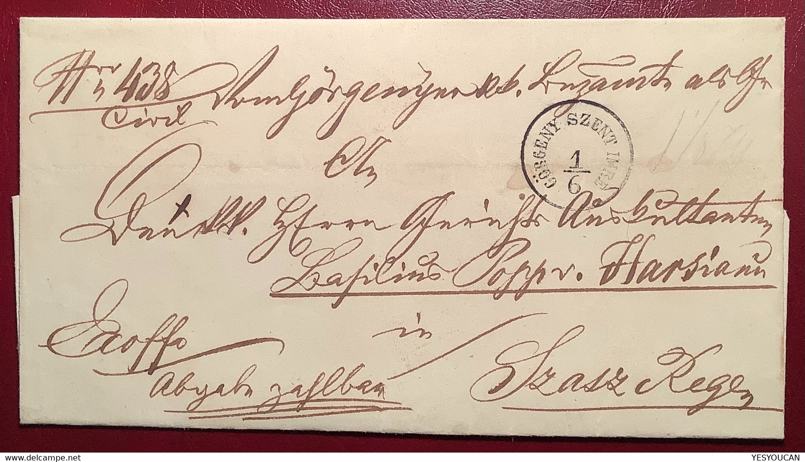 RARE "GÖRGENY SZENT IMRE" 1857 (ROMANIA: Gurghiu / Mures Transylvania) Brief (Österreich Ungarn Austria Hungary Cover - 1858-1880 Fürstentum Moldau