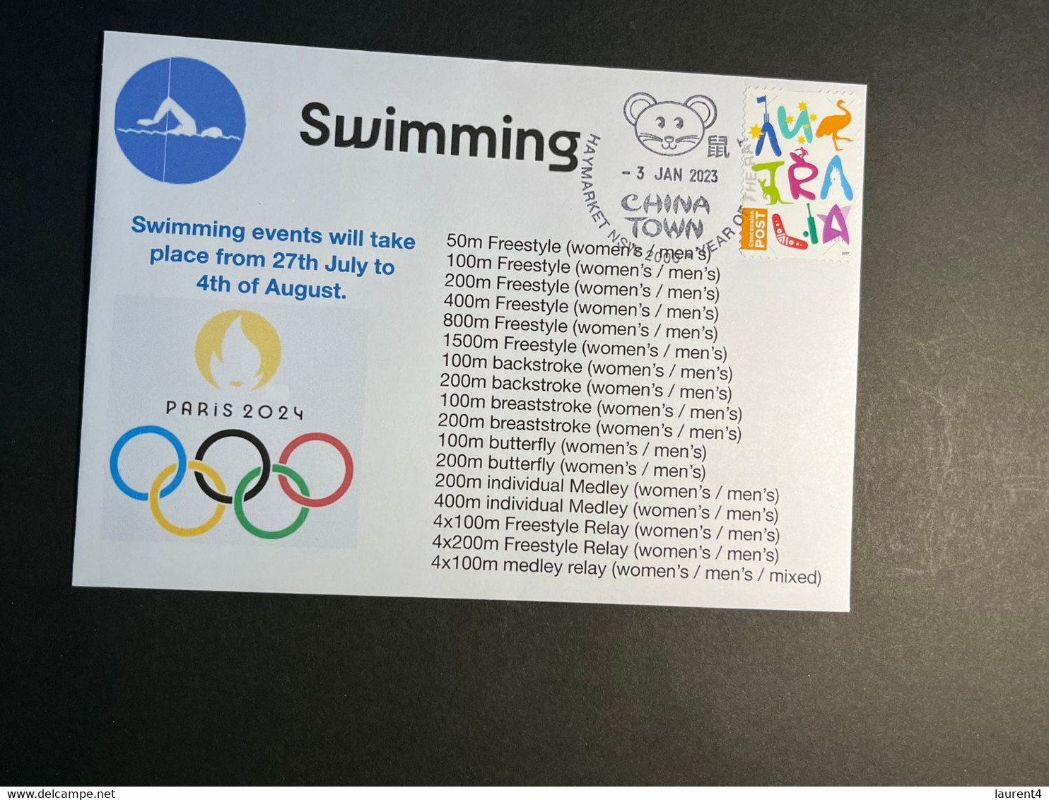 (3 N 2) 2024 France - Paris Olympic Games (3-1-2023) Sport / Swimming - Sommer 2024: Paris