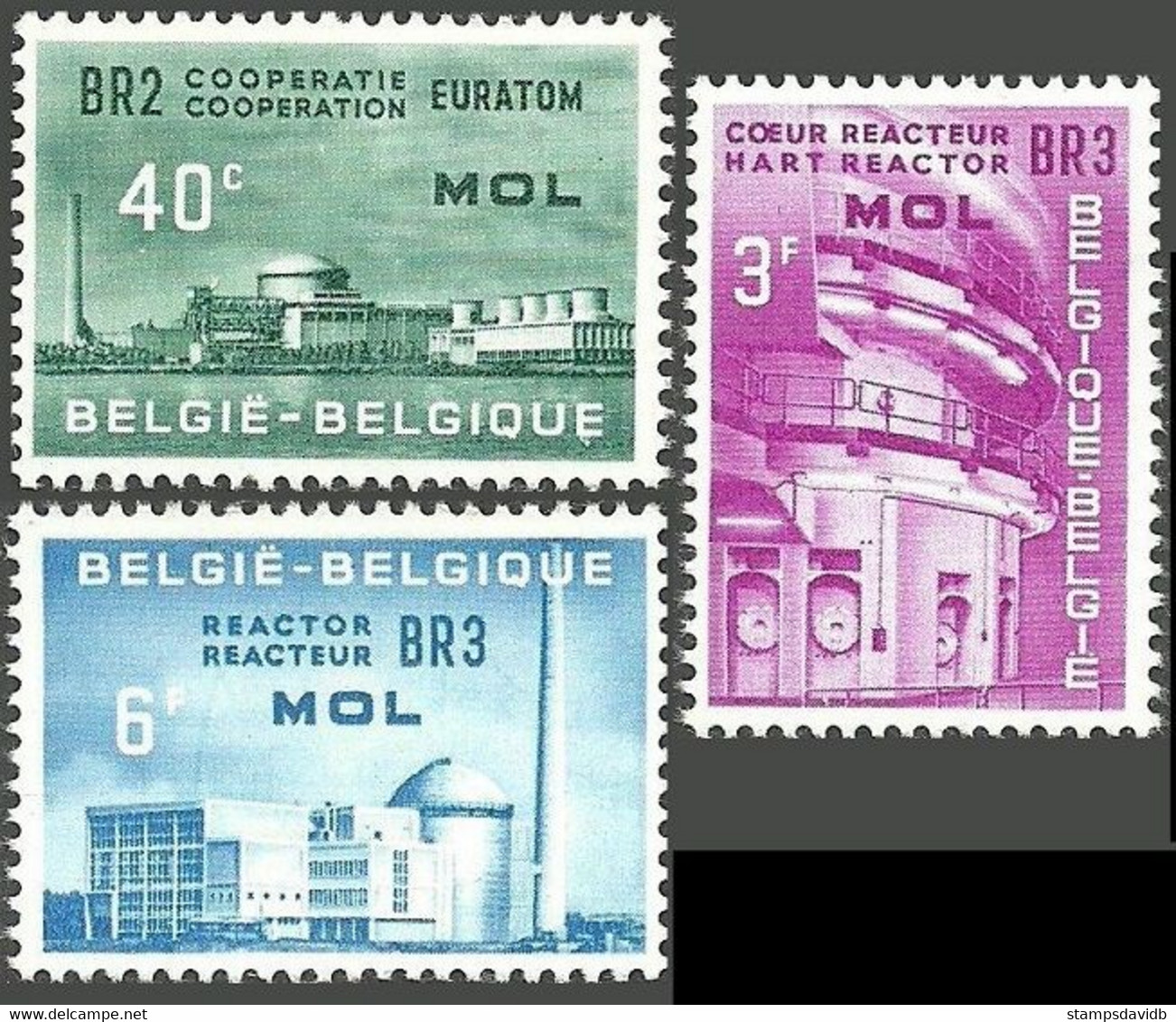 1961 Belgium 1255-1257 Euratom Cooperation - APEC