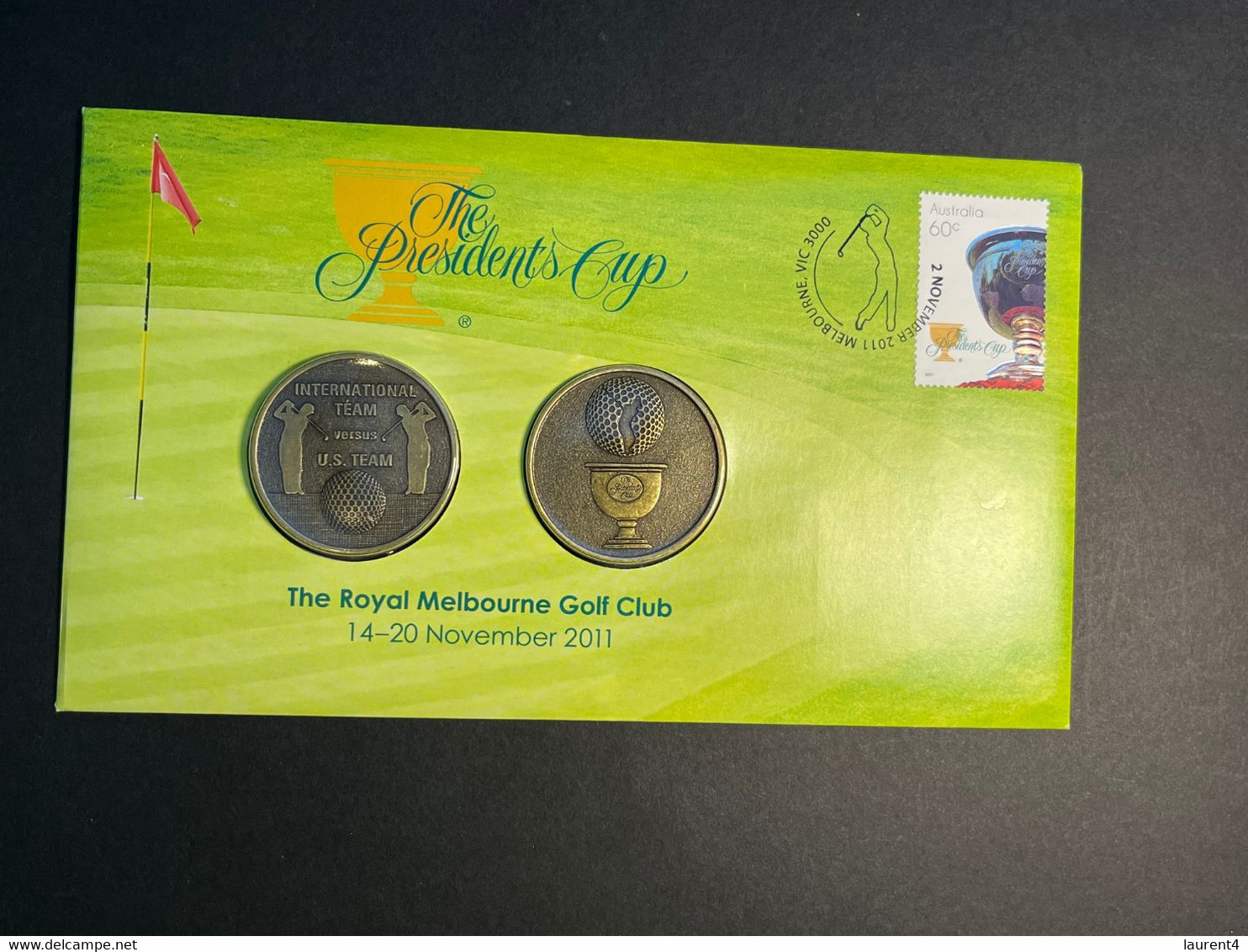 (3 N 4) 2011 Australia - PNC Cover With President's Cup Golf Stamps + 2 Medallion (PO Price Was $29.95) - Non Classés
