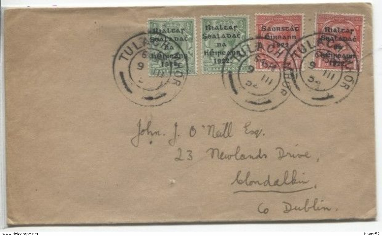 VERY NICE And Clean Cover From Tullamore To CLONDALKIN With 3 Different OVERPRINTS !! RRR - Lettres & Documents