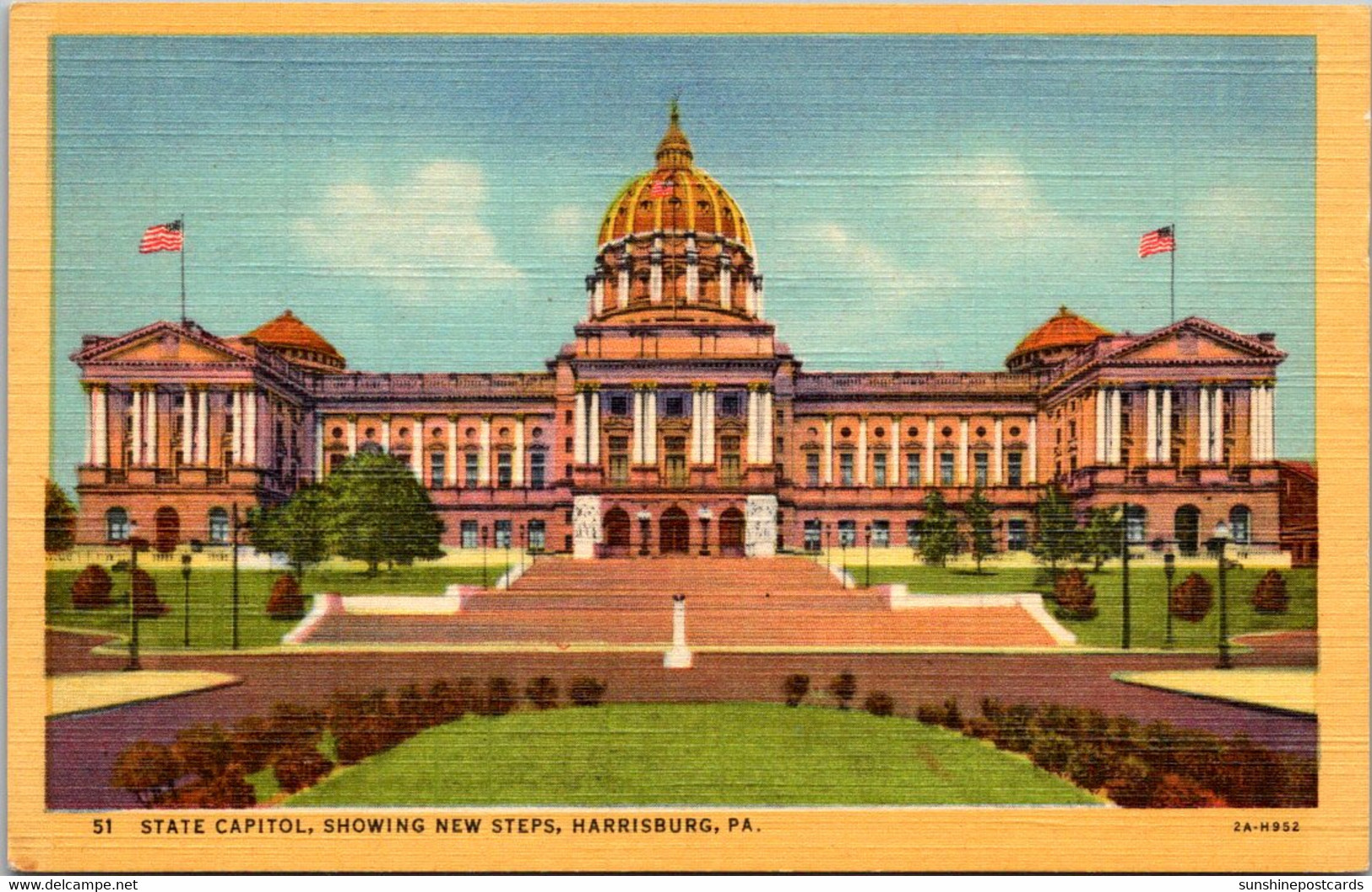 Pennsylvania Harrisburg State Capitol Building Showing New Steps Curteich - Harrisburg