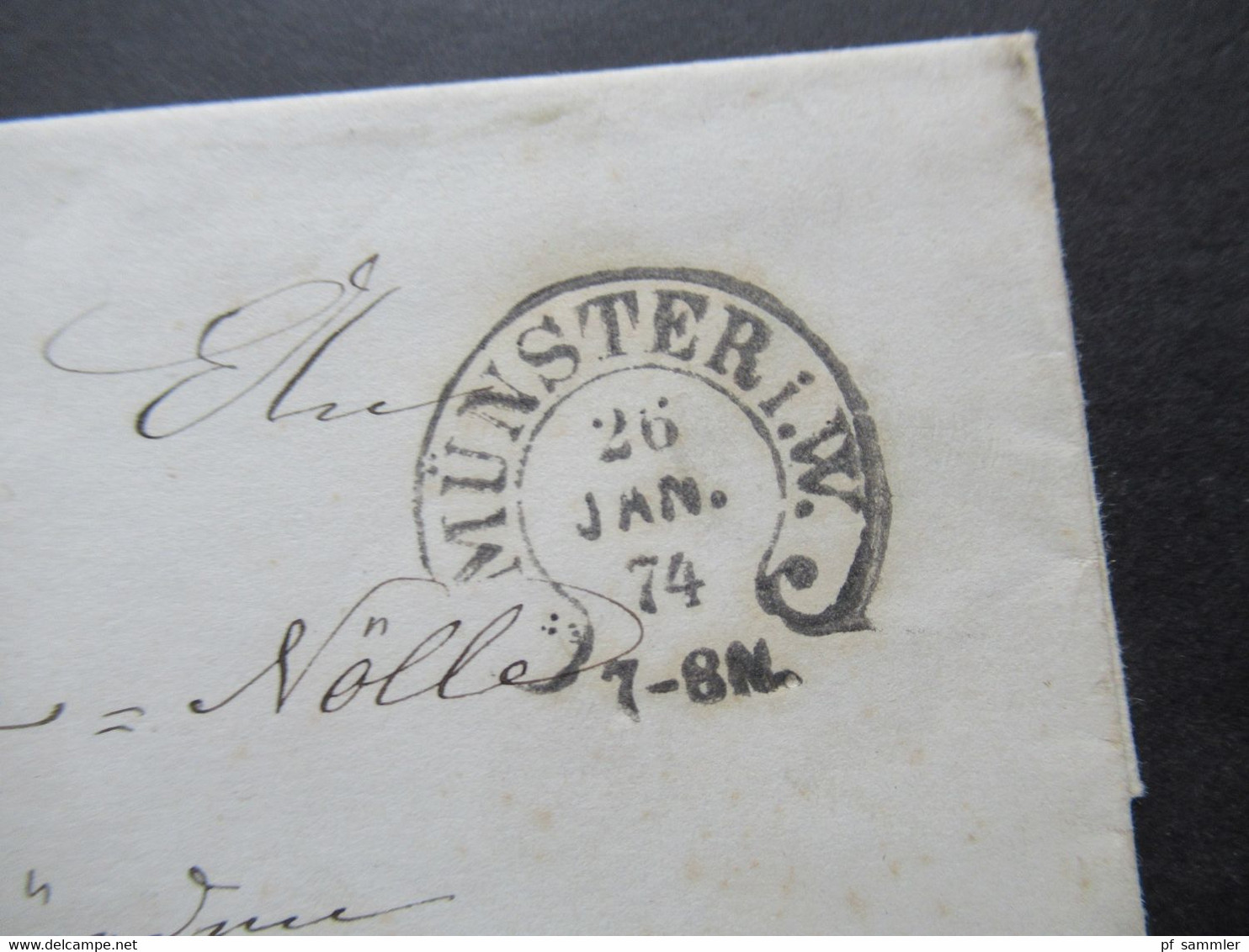 DR 26.1.1874 (Zeit Der Brustschilde) Portopflichtige Dienst Sache Mit Hufeisenstempel Münster I.W. Nach Lütgendortmund - Storia Postale