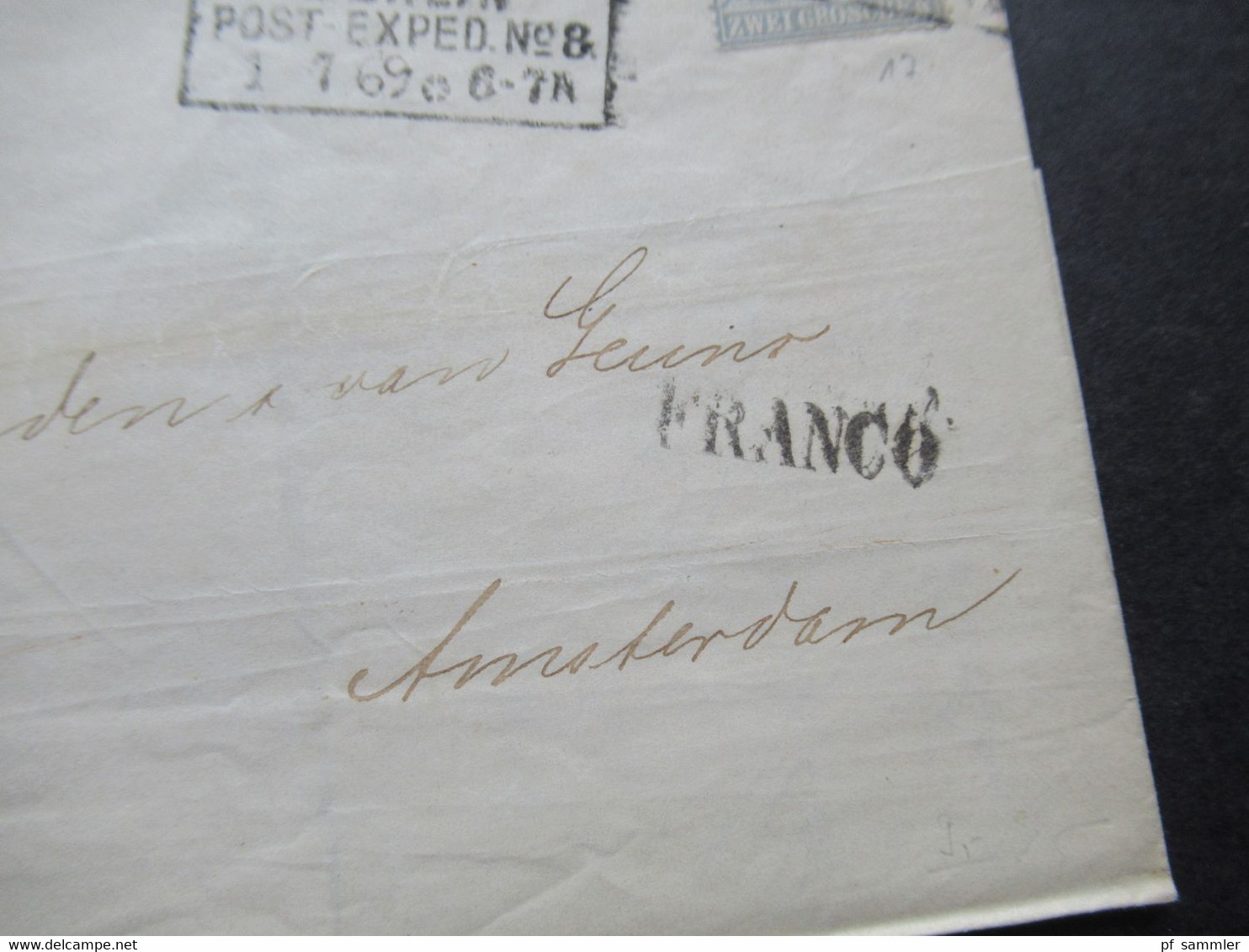 AD NDP 1869 Mi.Nr.17 EF Stempel Ra3 Berlin Post Exped. No8 Und Schwarzer L1 Franco Auslandsbrief Nach Amsterdam - Covers & Documents