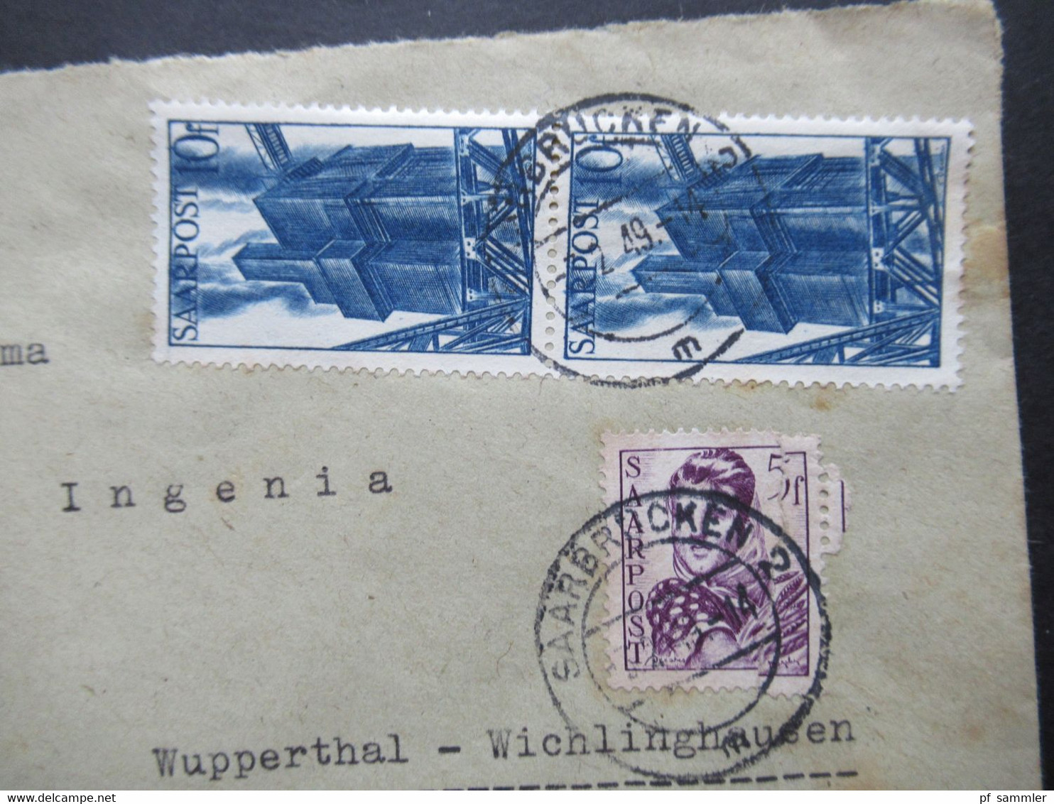 Saarland 1949 Wiederaufbau Des Saarlandes Mi.Nr.245 Und 248 (2) MiF Firmenbrief Seibert & Söhne Citroen Vertretung - Covers & Documents