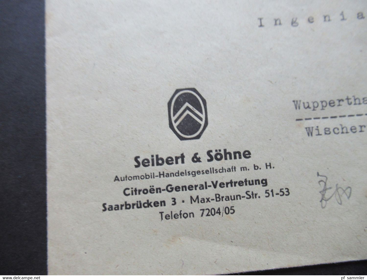 Saarland 1949 Wiederaufbau Des Saarlandes Mi.Nr.245 Und 248 (2) MiF Firmenbrief Seibert & Söhne Citroen Vertretung - Storia Postale