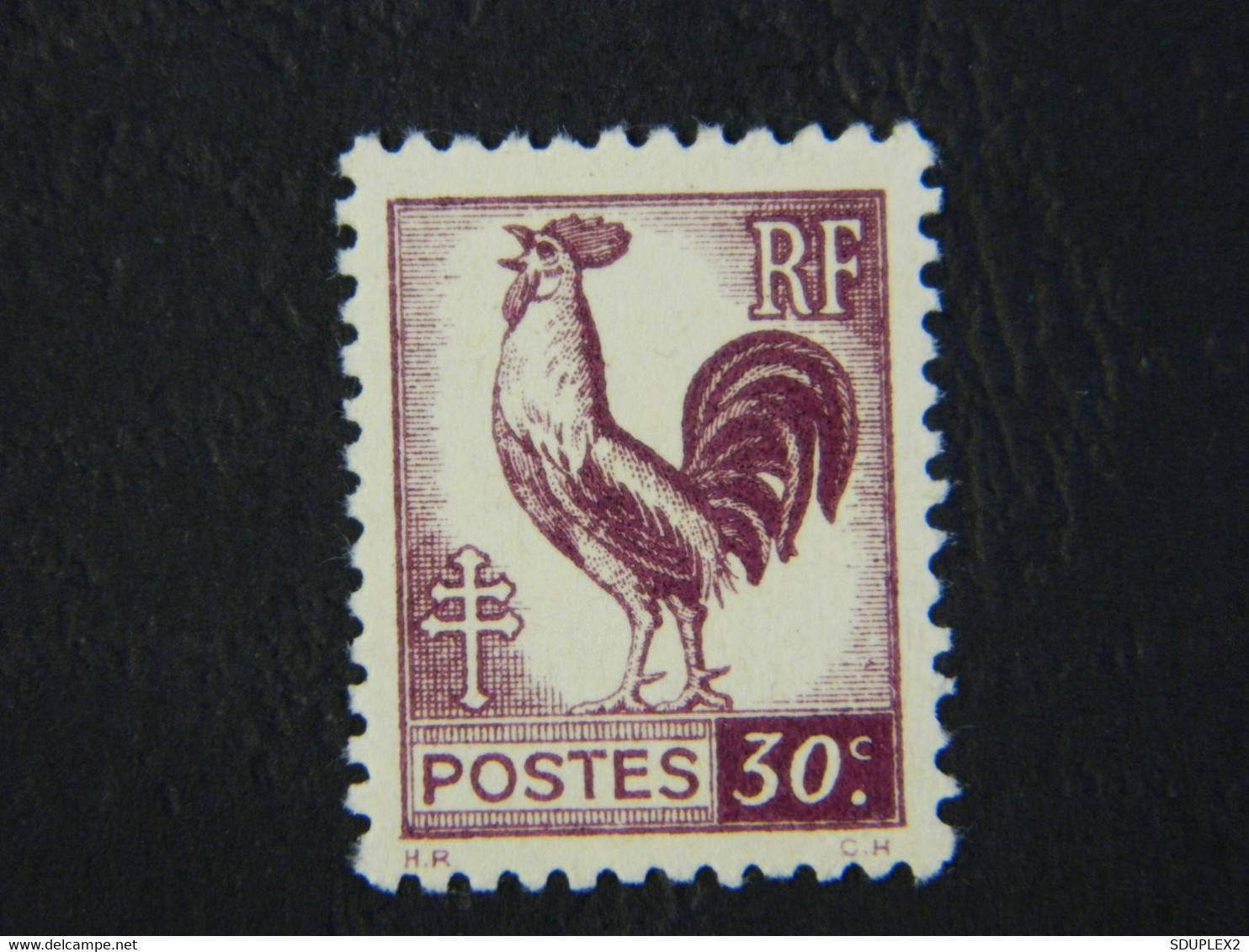 RF Postes 30 C Dentelé Série D'Alger Y&T 631 Lilas Foncé Neuf Non Oblitéré - 1944 Coq Et Maríanne D'Alger