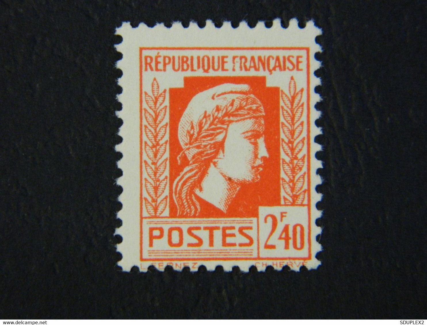 RF Postes 2 F 40 Dentelé Série D'Alger Y&T 641 Vermillon Neuf Non Oblitéré - 1944 Hahn Und Marianne D'Alger