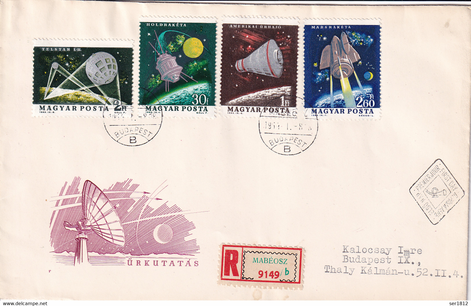 Hungary  Magyar 1964 FDC Space Cover Stamps Telstar 2  Lunik 3  Glenn  Mars 1 Cosmos USA USSR - Brieven En Documenten