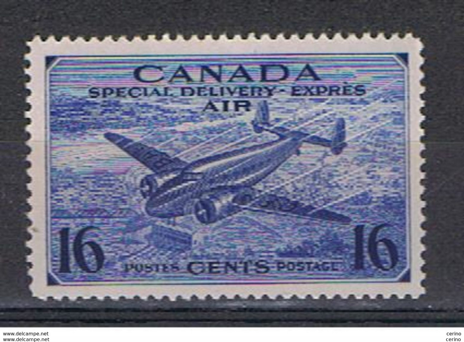 CANADA:  1942/43  AIR  MAIL  PLANE  BY  EXPRESS  -  16 C. UNUSED  STAMP  -  YV/TELL. 9 - Luftpost-Express