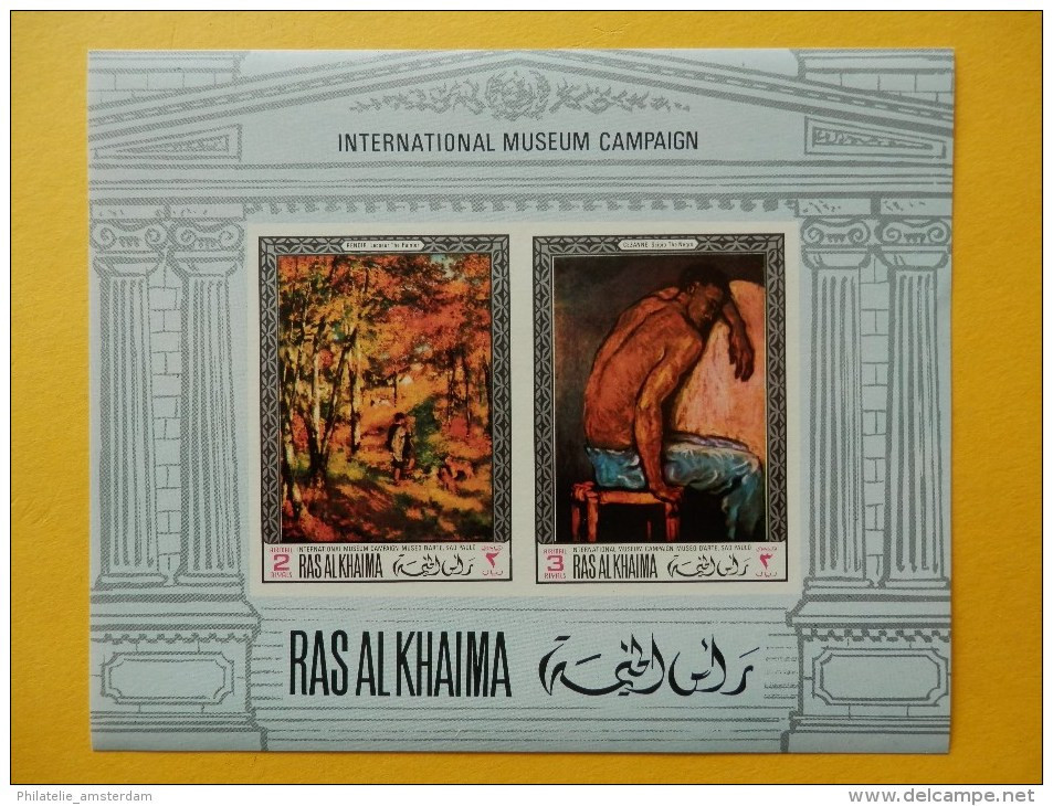 Ras Al Khaima 1968, MONET COROT VERMEER REMBRANDT GAINSBOROUGH GREUZE RENOIR CEZANNE / ARTS: Mi 245-52, Bl. 42-45 B, ** - Rembrandt
