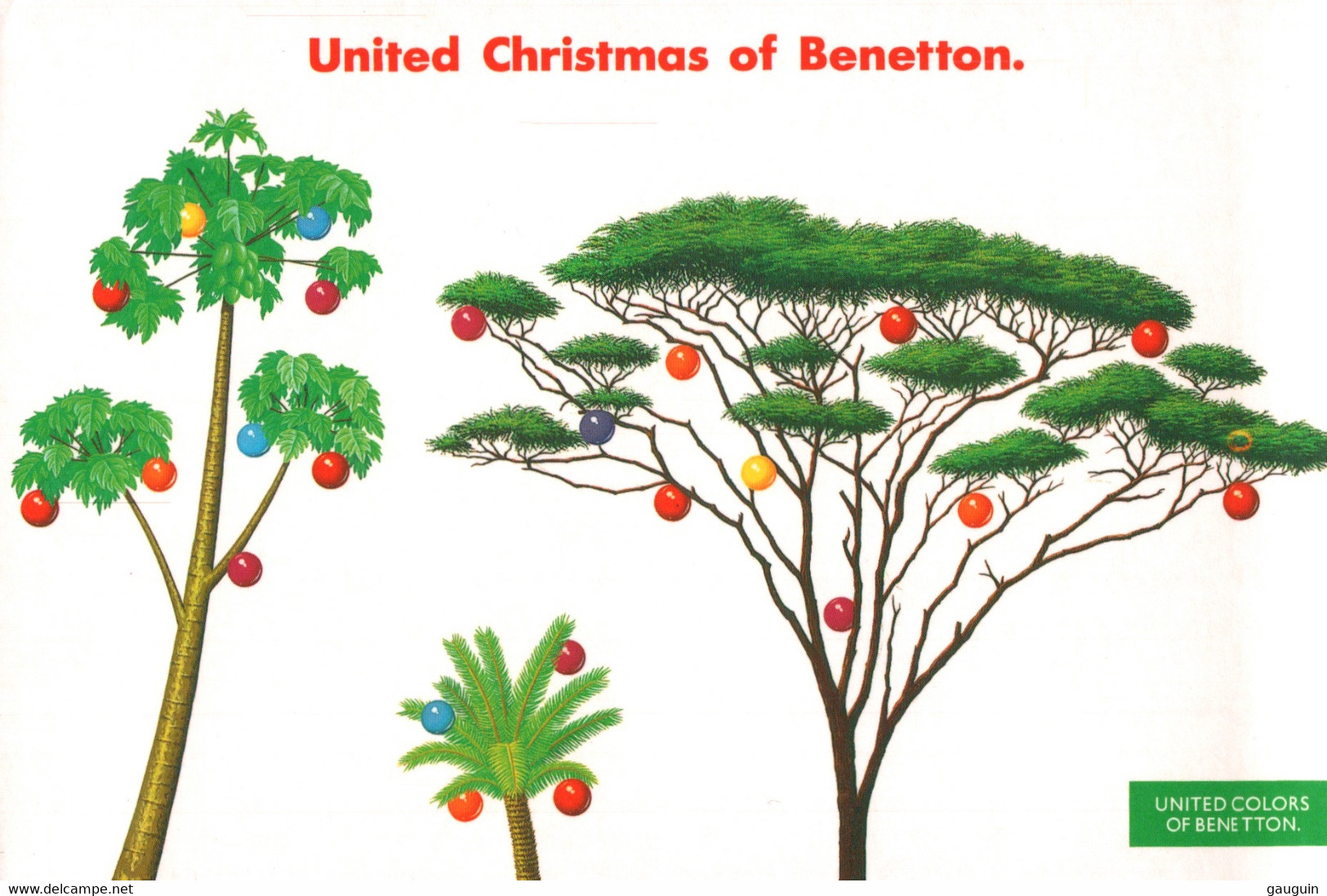 CPM - PUBLICITÉ BENETTON - "United Christmas " (Illustration Arbres) ... LOT 2 CP / Edition Pub (format 10,5x16) - Mode