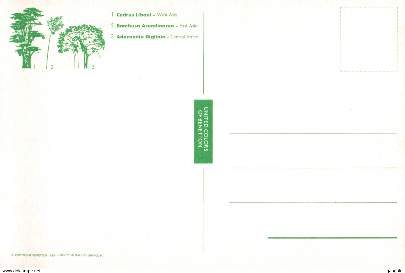 CPM - PUBLICITÉ BENETTON - "United Christmas " (Illustration Arbres) ... LOT 2 CP / Edition Pub (format 10,5x16) - Mode