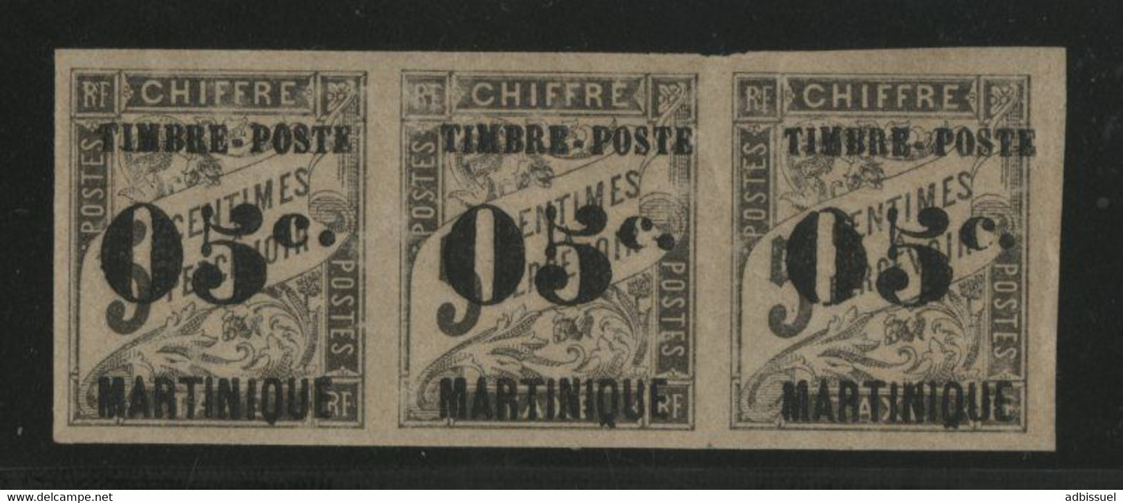 N° 19 Bande De Trois Cote 69 € Neuve * (MH)  Petites Adhérences Au Verso 05 C Sur 5 Ct Noir Timbre-Taxe - Unused Stamps