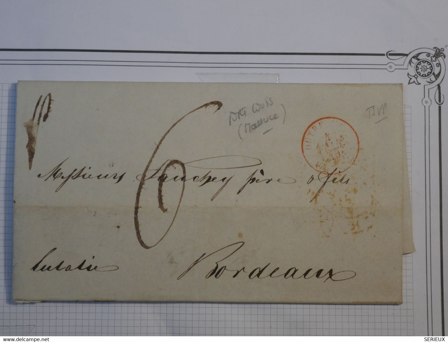 BK18 ILE MAURICE BELLE  LETTRE  RR 1839 PORT LOUIS  A  BORDEAUX FRANCE  ++ AFFRANCH. INTERESSANT++ - Other & Unclassified