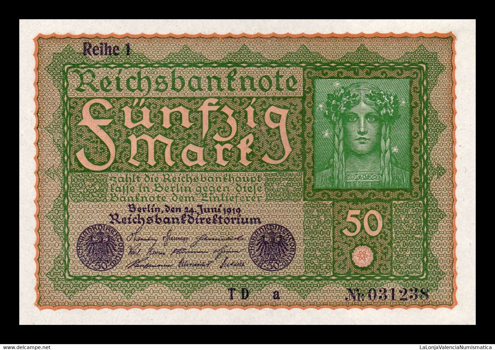 Alemania Germany 50 Mark 1919 Pick 66(1) SC UNC - 50 Mark