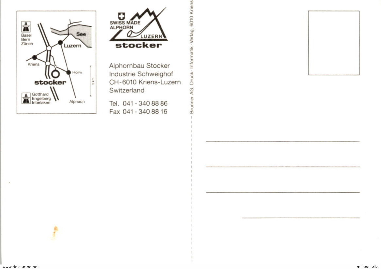 Alphornbau Stocker - Kriens-Luzern - Werbekarte - Kriens