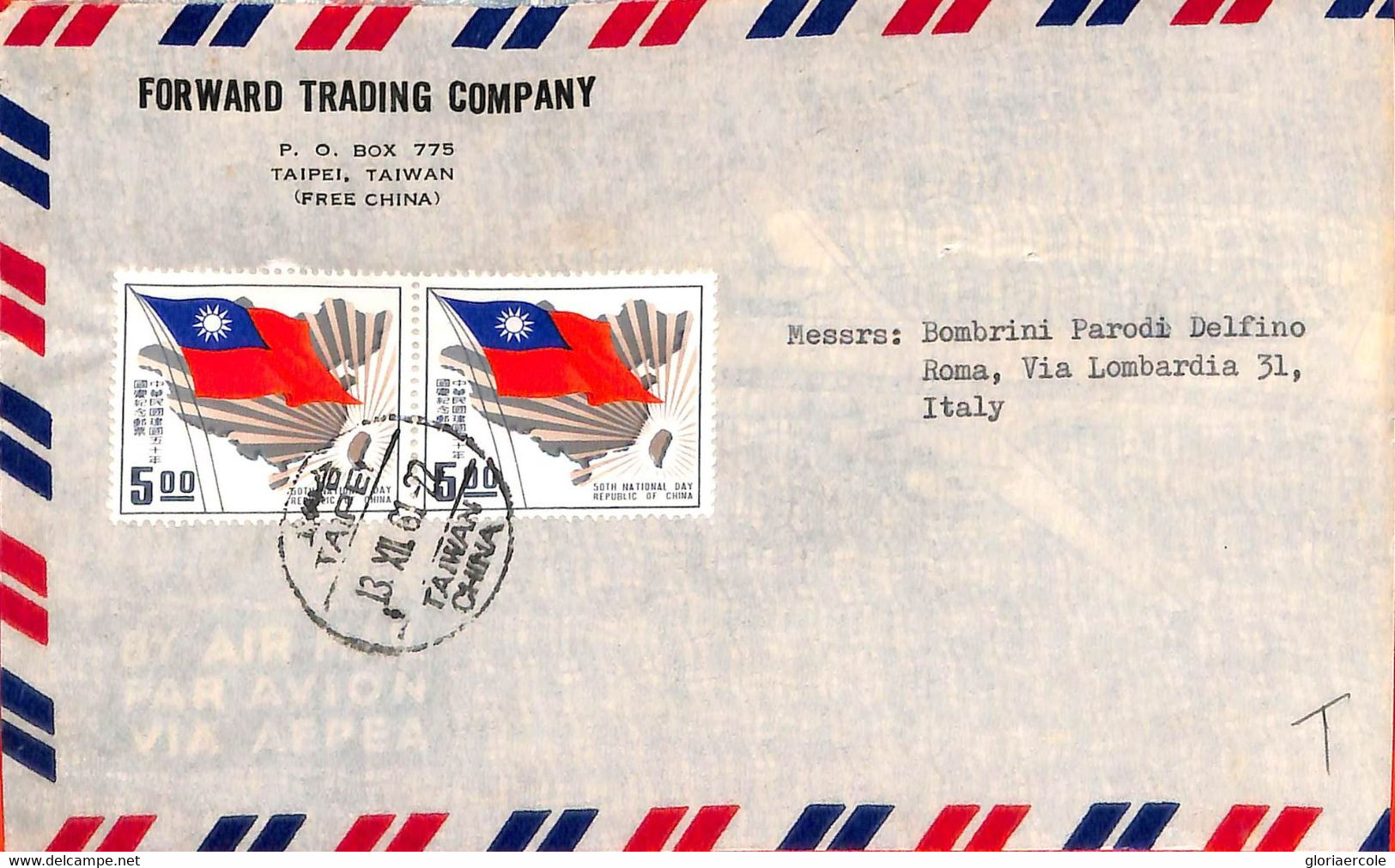 Aa6664 - CHINA Taiwan - Postal History -  AIRMAIL Cover To ITALY 1961 - Briefe U. Dokumente