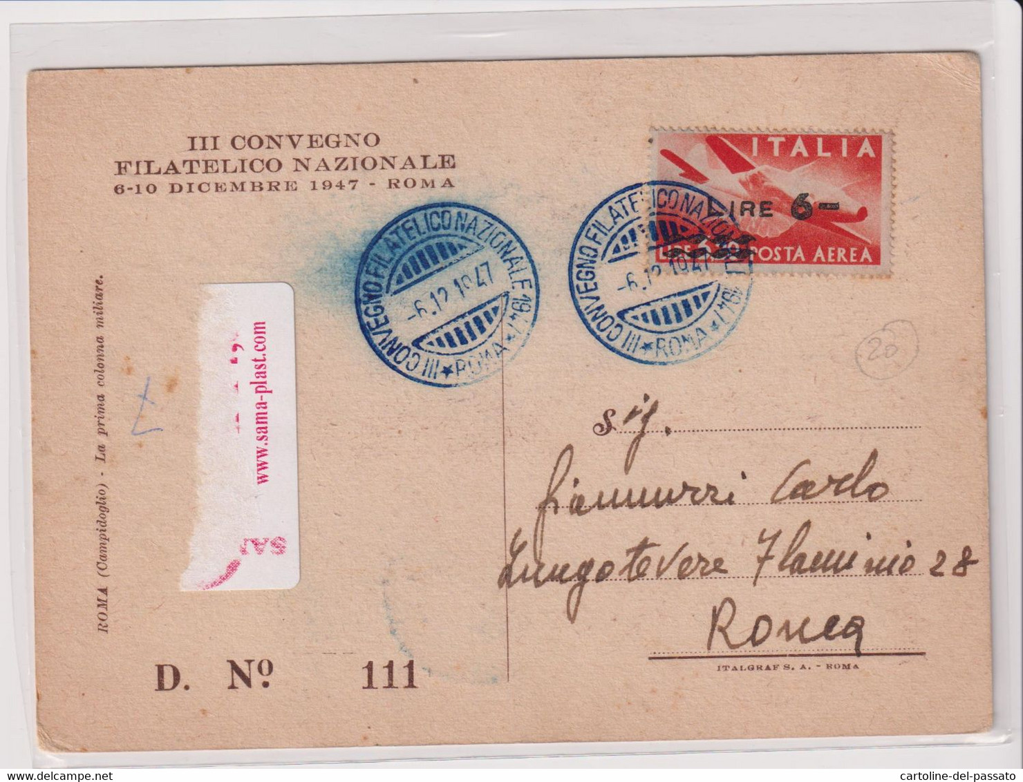 ROMA III° CONVEGNO FILATELICO NAZIONALE  1947 - Mostre, Esposizioni