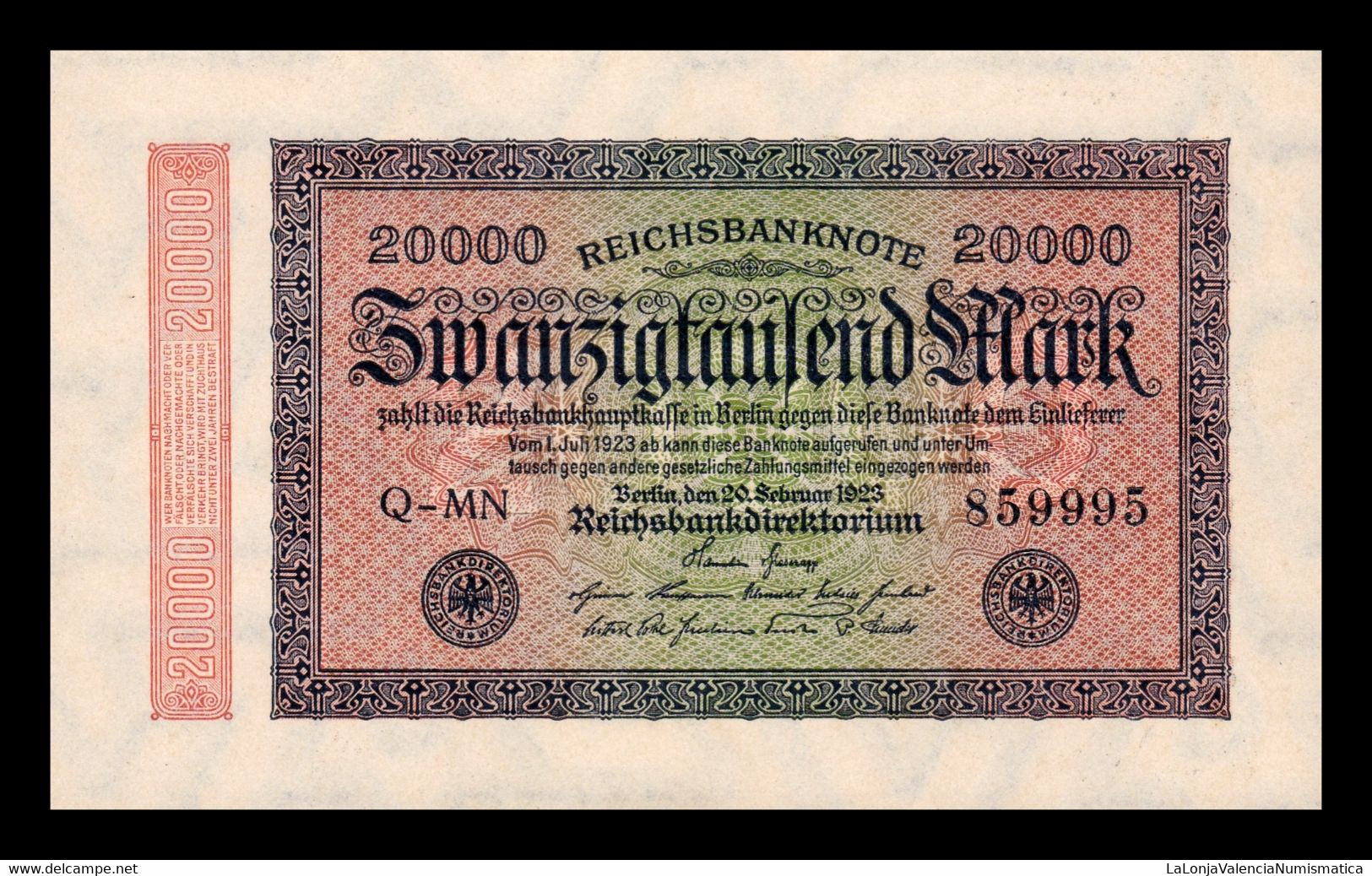 Alemania Germany 20000 Mark 1923 Pick 85b SC UNC - 20.000 Mark