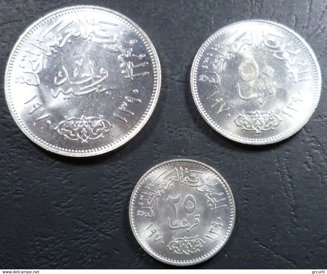 Egitto - 25 + 50 Piastres + 1 Pound 1970 - Morte Del Presidente Gamal Abd El-Nasser - KM# 422+423+425 - Egypt