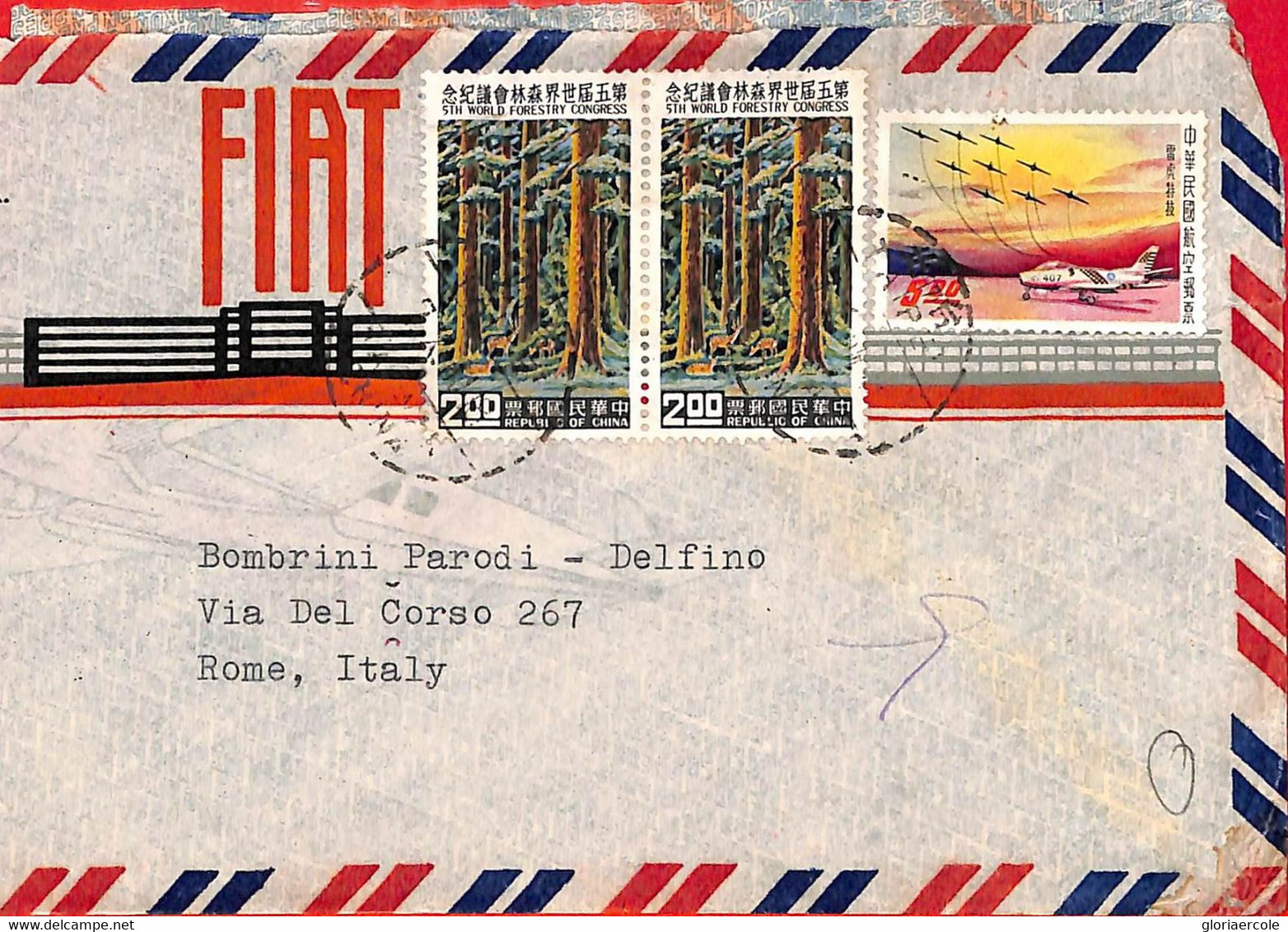 Aa6702 - CHINA Taiwan - Postal History -  AIRMAIL Cover To ITALY 1960's Trees - Cartas & Documentos