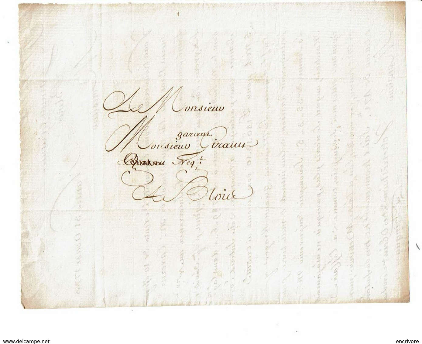 Lettre Manuscrite GARAULT GIRAULT BLOIS 1773 Nantes Frinquart SUCRE Taverne - ... - 1799