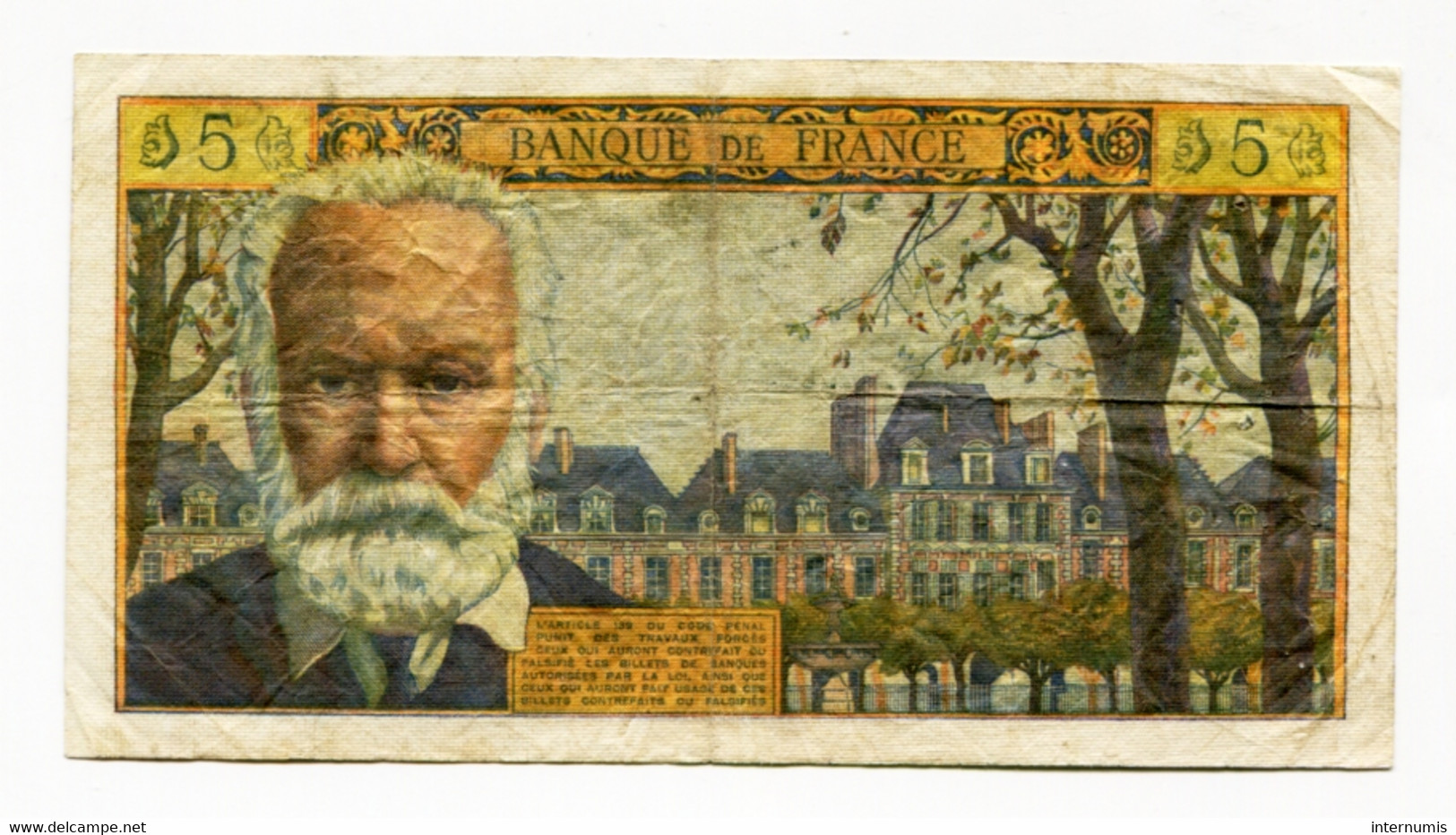 France, 5 NF Nouveaux Francs, VICTOR HUGO, 4-2-1960, N° : G.37-77433, TB (F), F.56.05 - 5 NF 1959-1965 ''Victor Hugo''