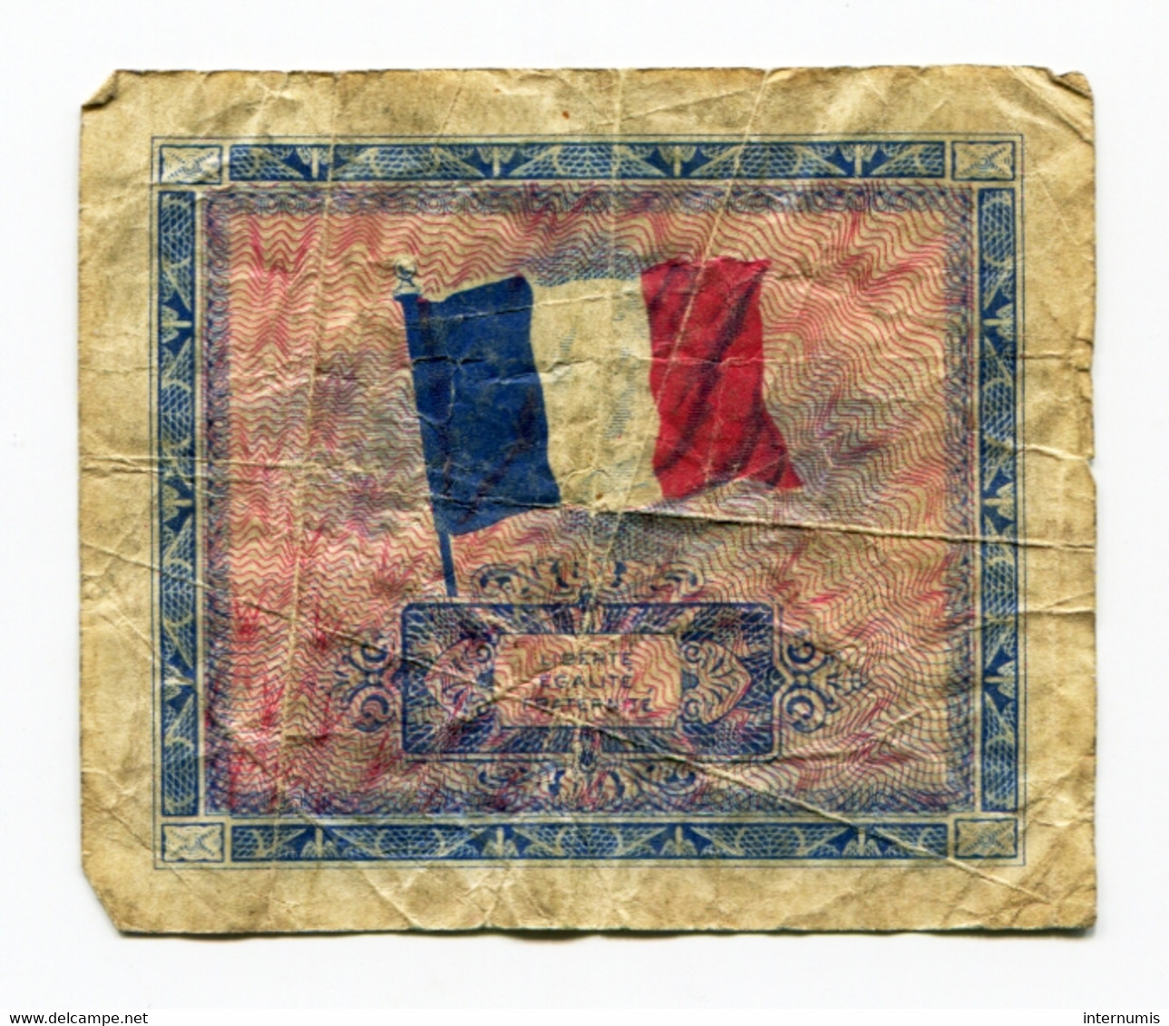 France, 2 FRANCS, DRAPEAU SERIE 2, TYPE DE 1944, N° : 3117846, B (VG), VF.16.02 - 1944 Flagge/Frankreich