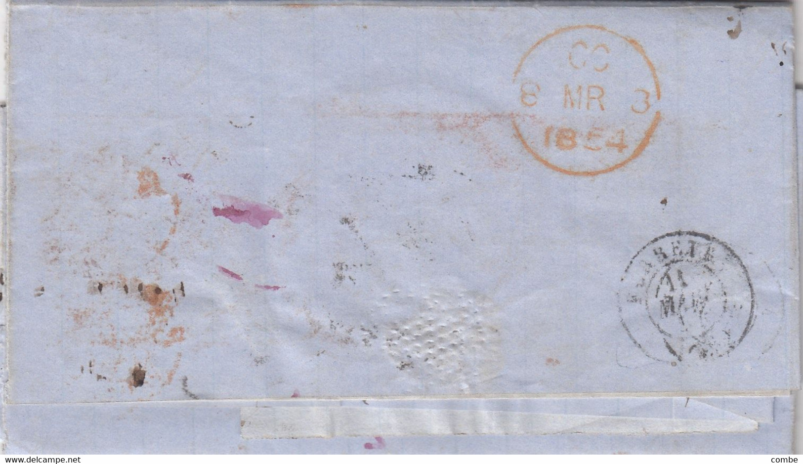 LETTER. 19 DEC 1854. DETROIT. (+CUICINNATI AGENT CONSULAIRE 1854)(+ DETROIT 1854) PAID. TO BIEDERBACH FRANCE - …-1845 Prephilately