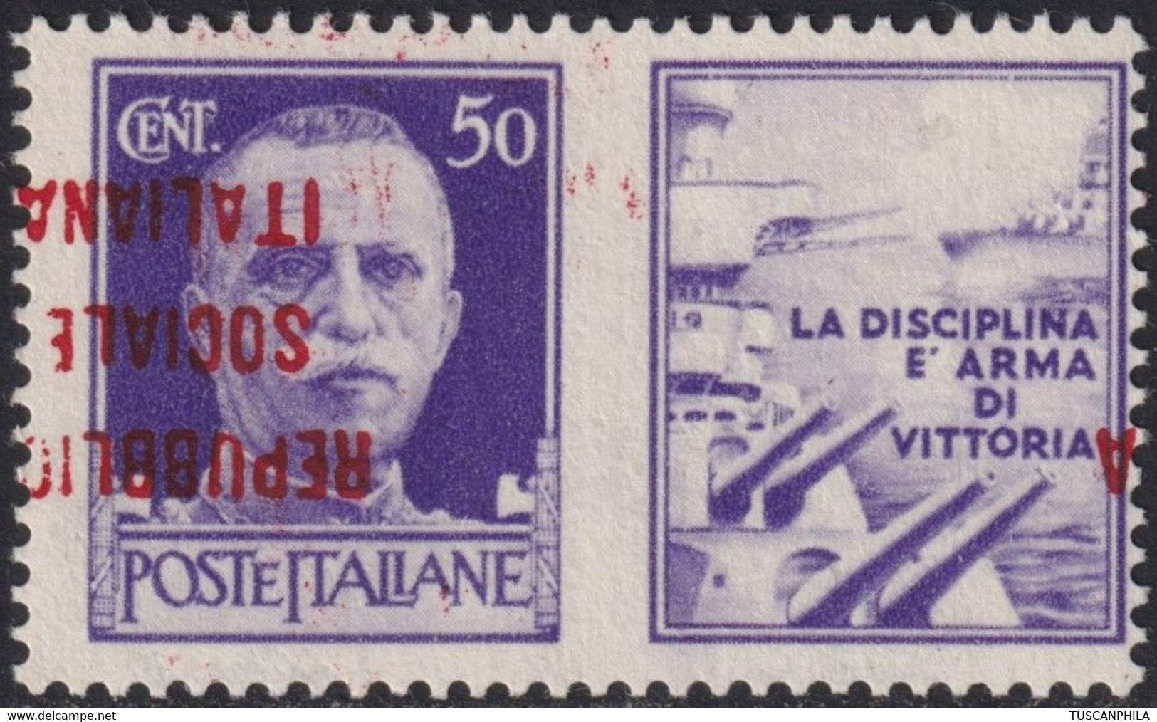 50 C. Soprastampa Capvolta E A Cavallo MNH** - Propaganda Di Guerra