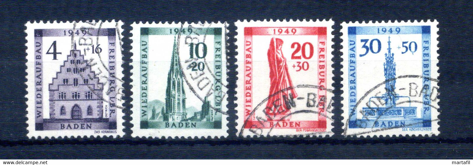 1948 BADEN (Occ. Francese) 42/45 Pro Croce Rossa SET USATO - Bade