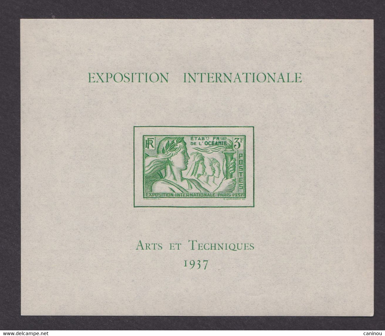 OCEANIE BF 1 EXPOSITION INTERNATIONALE 1937 NEUF TRACES DE CHARNIERES - Blocks & Kleinbögen