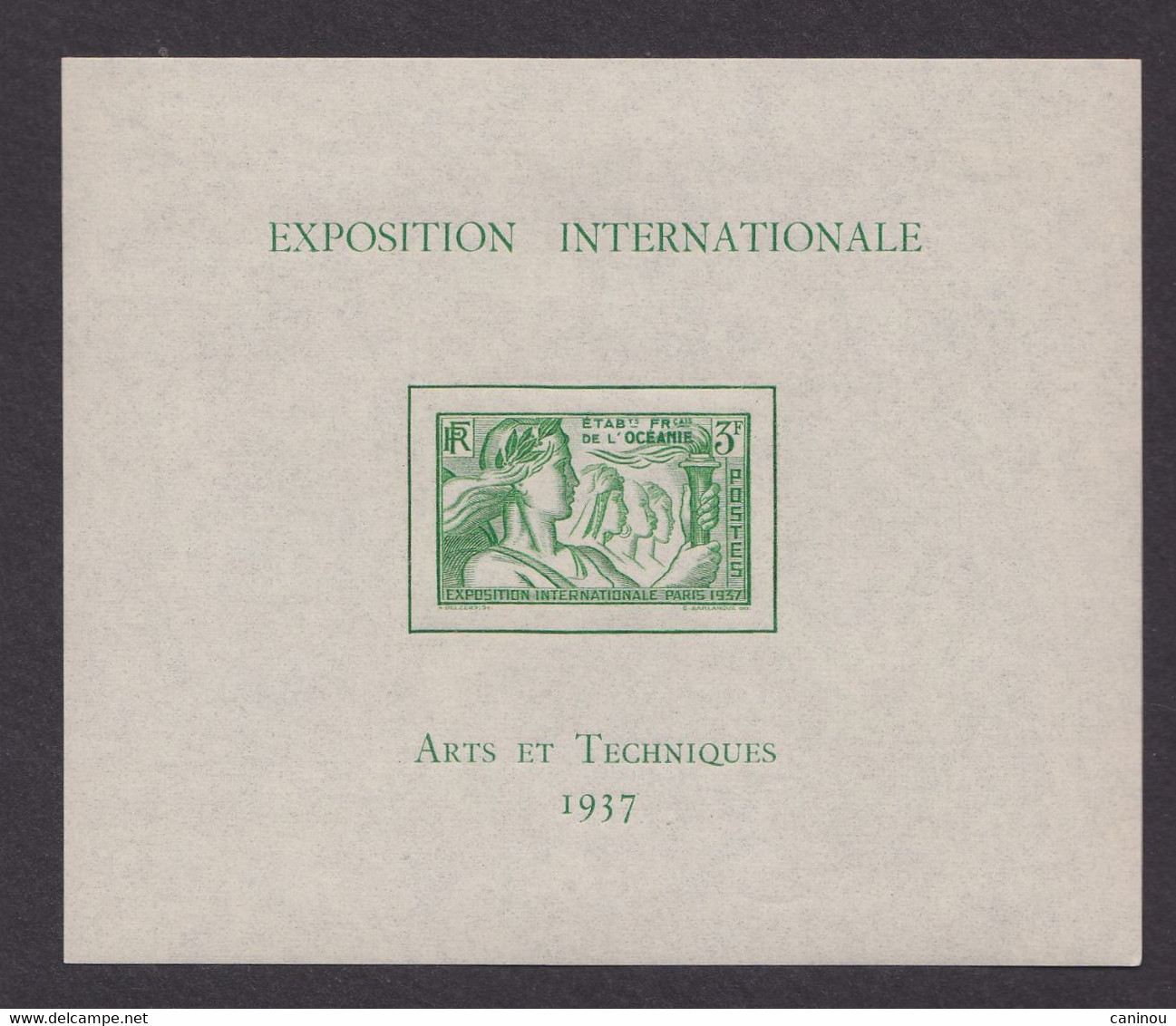 OCEANIE BF 1 EXPOSITION INTERNATIONALE 1937 NEUF TRACES DE CHARNIERES - Blocks & Sheetlets