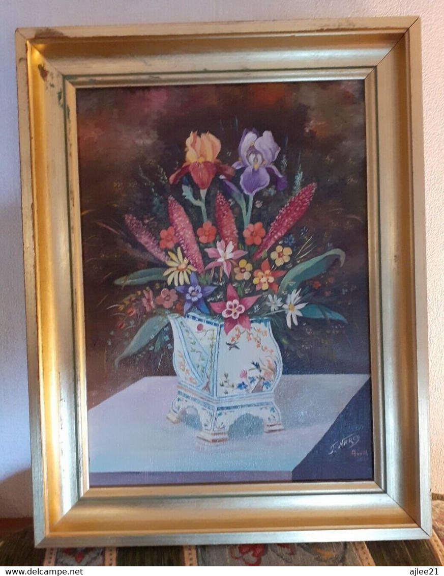 Peinture François Narcy. Bouquet Dans Théière. Avril 1989. - Acrylic Resins