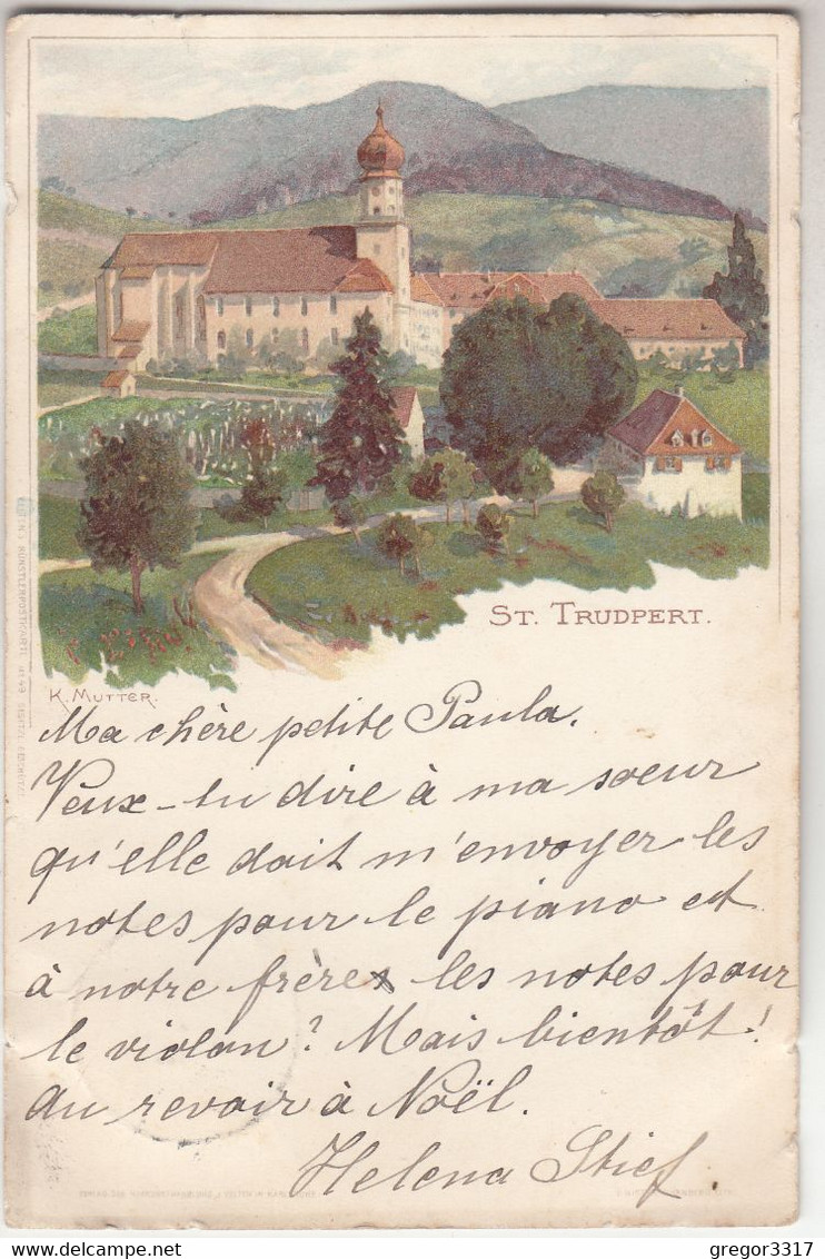 C2420) ST. TRUDPERT - Signierte LITHO - K. MUTTER - Gel. Untermünsterthal - Münstertal