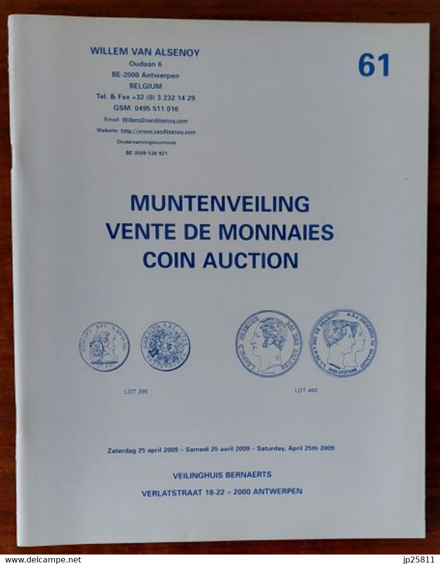 Veiling Van Munten Catalogi Willem Van Alsenoy Nr 9, 16, 45, 60, 61, 62, 64, 65 1980-2010 - Livres & Logiciels