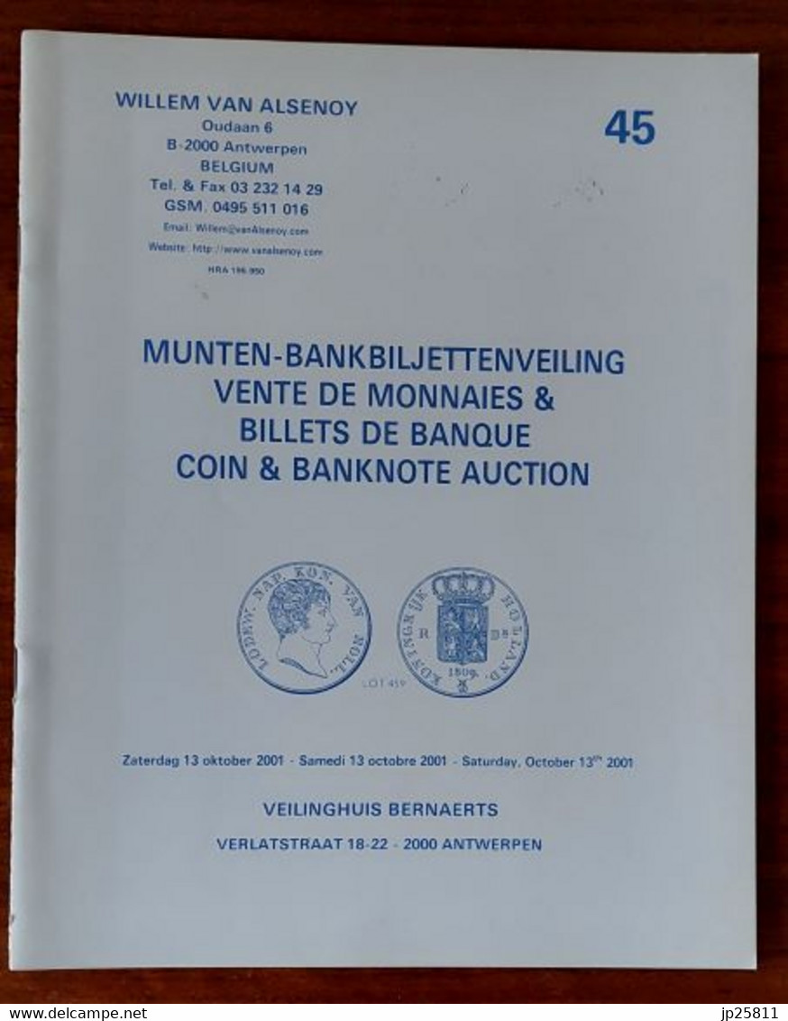 Veiling van munten catalogi Willem van Alsenoy nr 9, 16, 45, 60, 61, 62, 64, 65 1980-2010