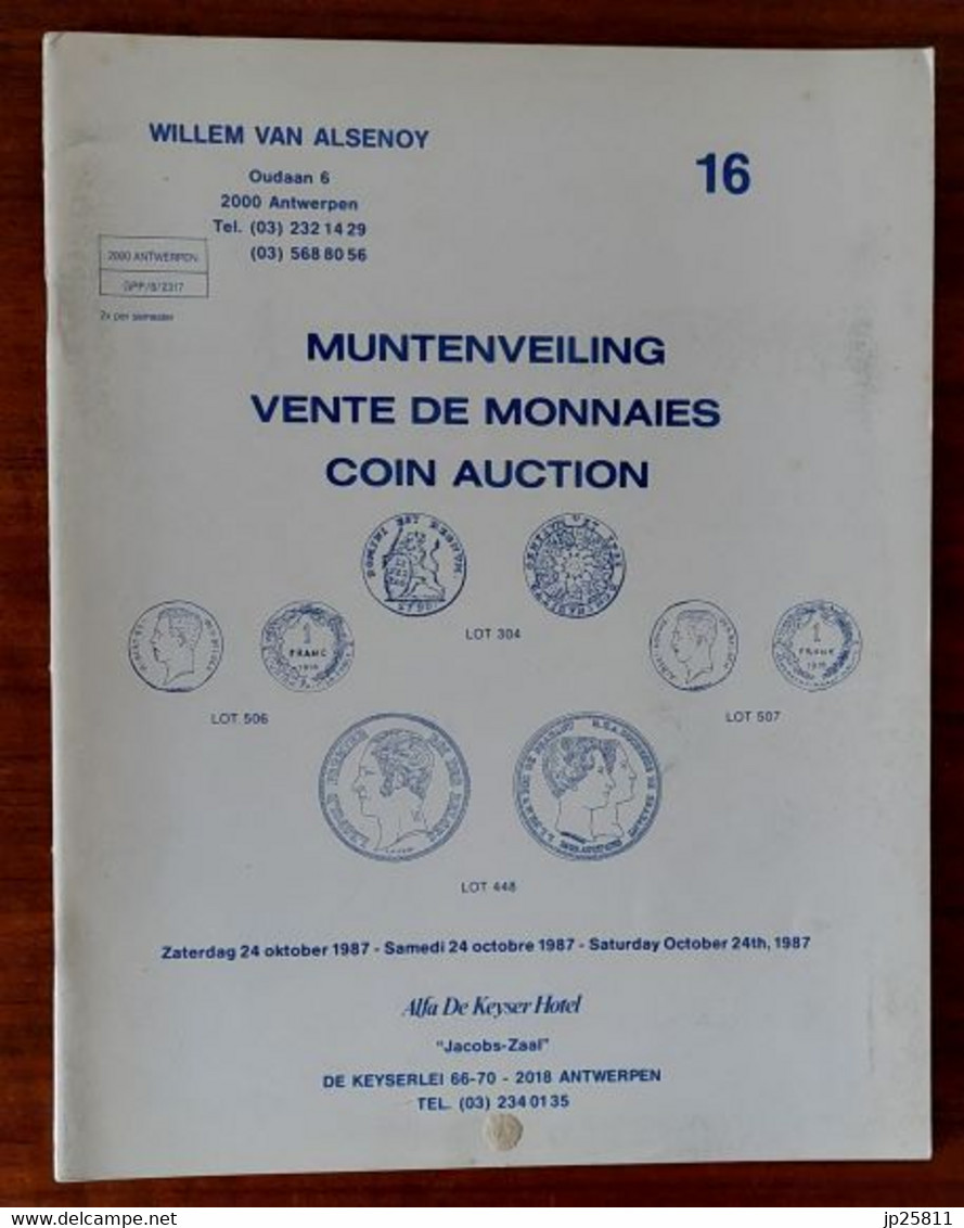 Veiling van munten catalogi Willem van Alsenoy nr 9, 16, 45, 60, 61, 62, 64, 65 1980-2010