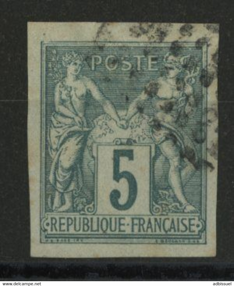 N° 31 5 Ct Vert Avec De Très Grandes Marges, Obl. Losange De Points, Petites Tâches Au Verso. - Sage