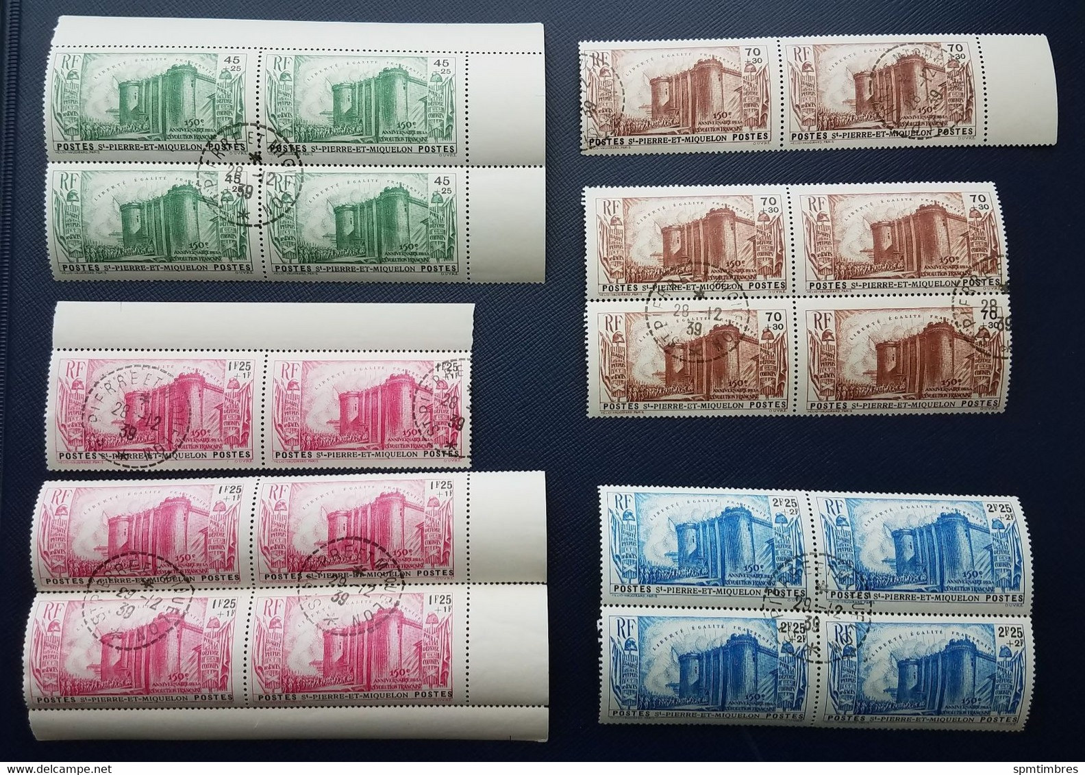 #23 1939 SPM - TB** - 150è Anniv Révolution - YT191 192 194 195 - Blocs De Timbres Oblitérés - Usados