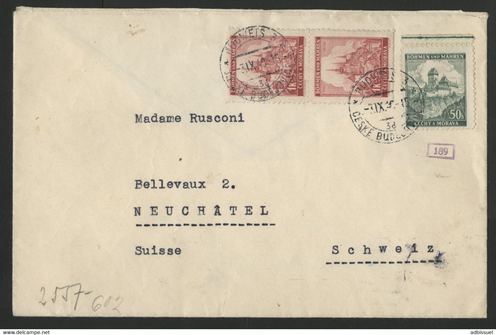 N° 26 + 28 (x2) Obl. C. à D. BUDWEIS 3 3/9/40 Pour La Suisse + Censure Allemande Au Verso Voir Suite - Storia Postale