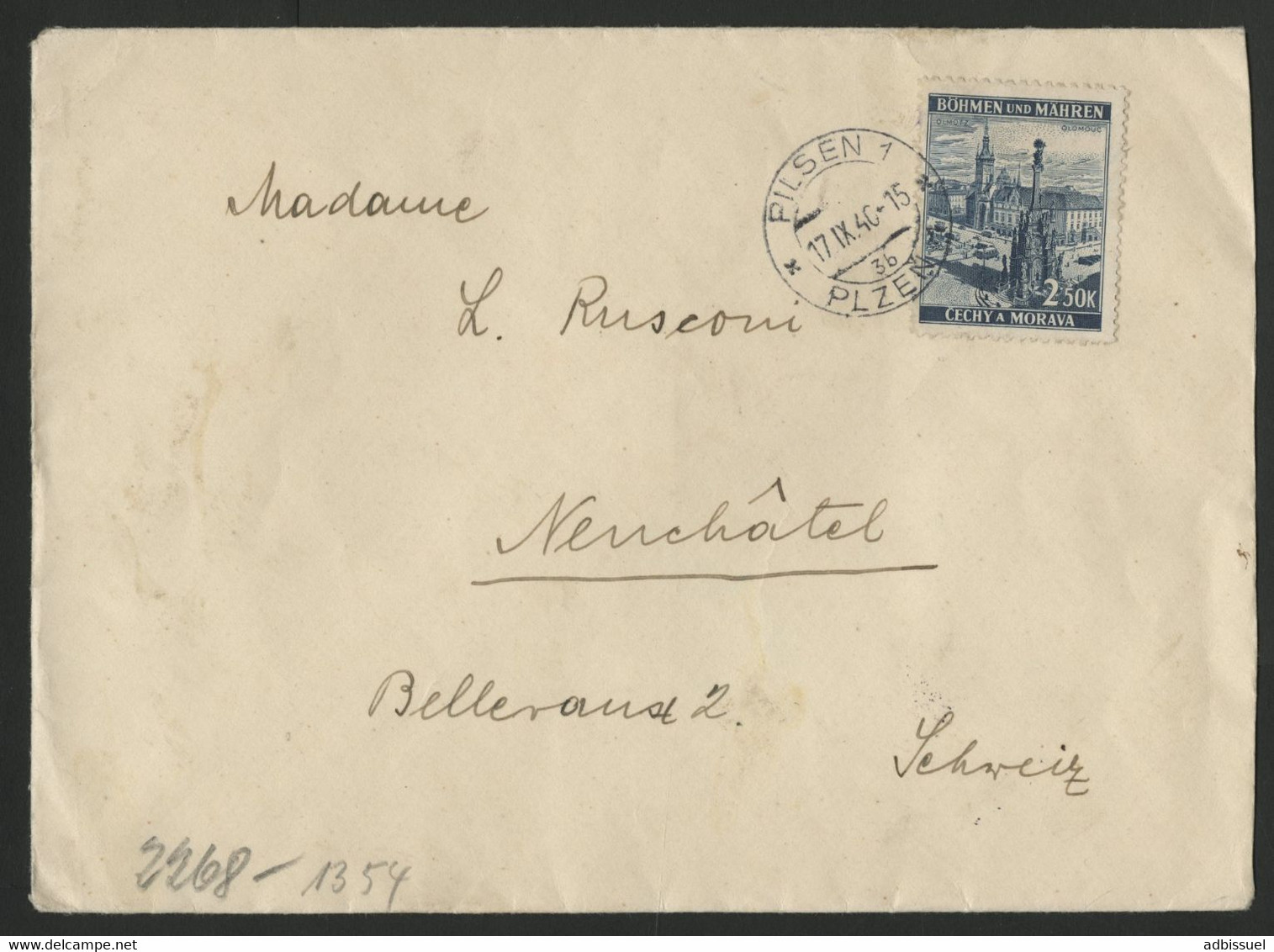 N° 32 Obl. C. à D. PILSEN1 17/9/40 Pour La Suisse + Censure Allemande Au Verso Voir Suite - Storia Postale