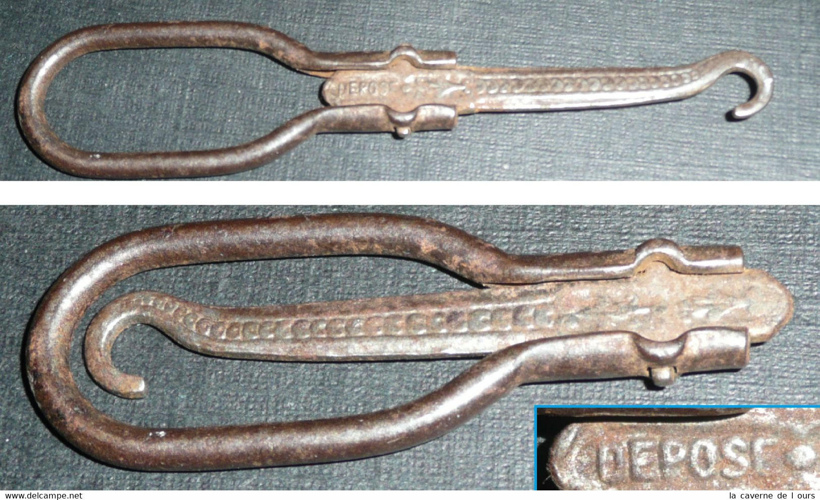 Rare Ancien Crochet Tire-lacets Corset En Métal Style Lyre Ou Mandoline, Botte Bottes Lacet Corsets - Autres & Non Classés