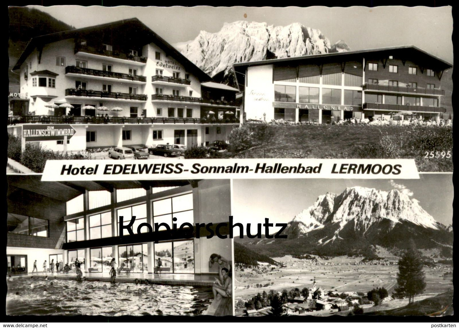 ÄLTERE POSTKARTE LERMOOS HOTEL EDELWEISS DAS MODERNSTE HALLENSCHWIMMBAD IM ALPENGEBIET Bad Pool Ansichtskarte Postcard - Lermoos